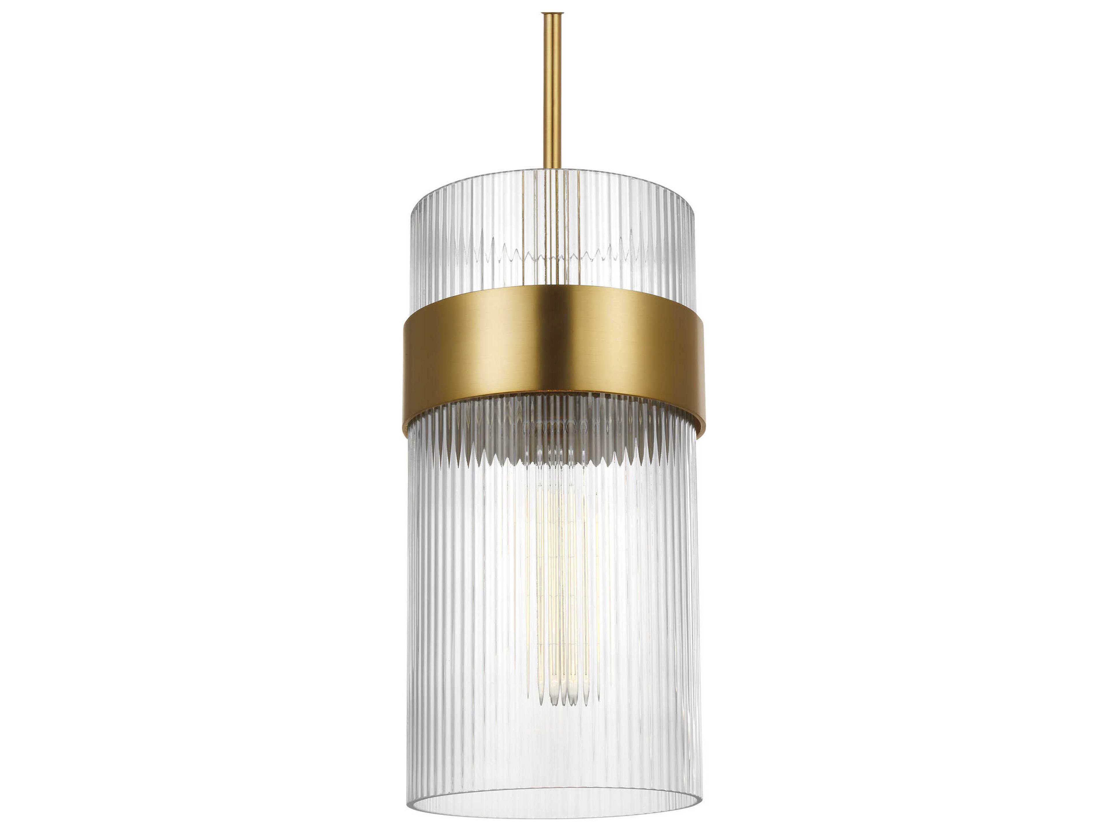 Visual Comfort Studio Geneva 1-Light Burnished Brass Cylinder Mini Pendant