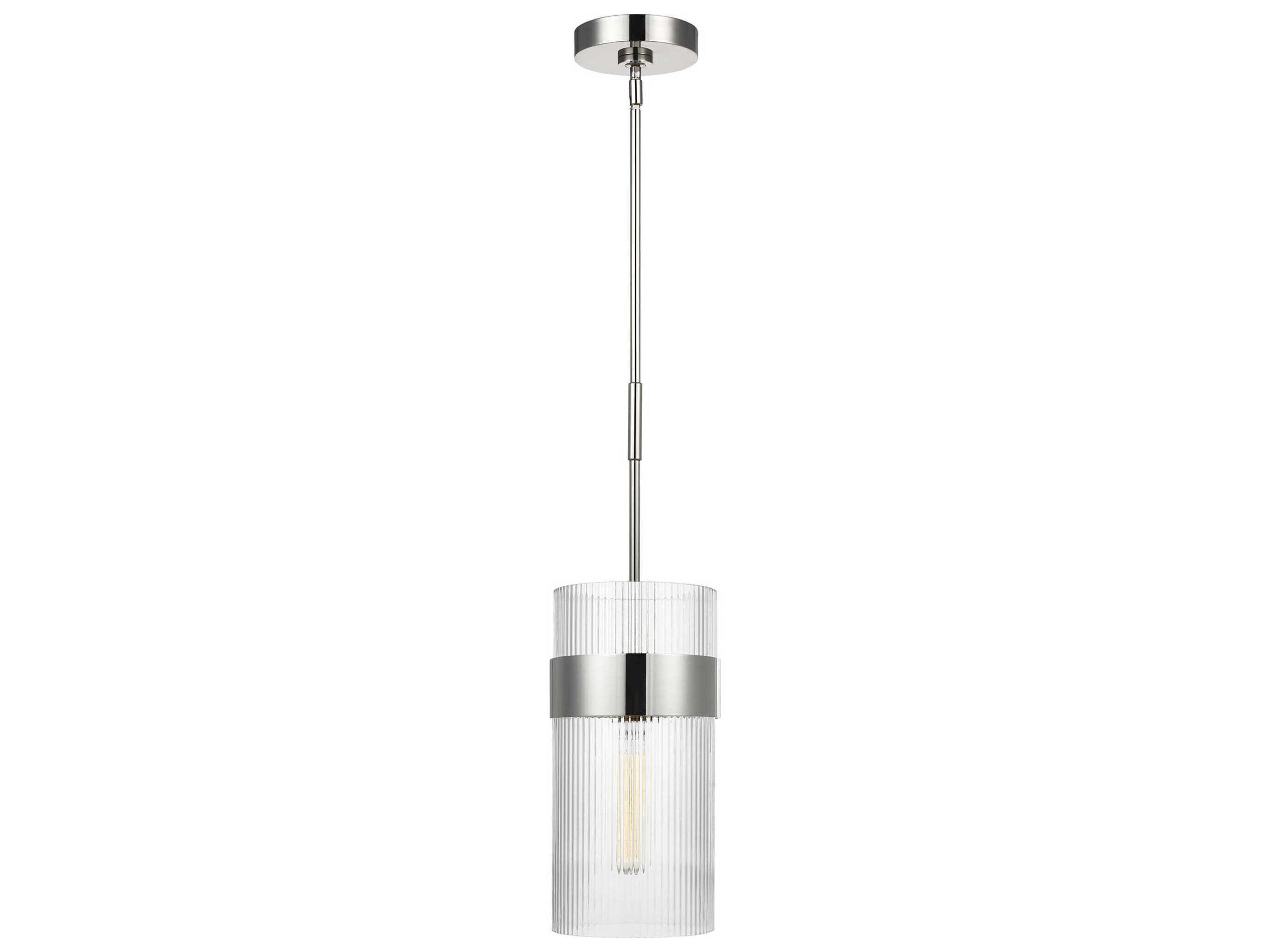 Geneva Polished Nickel One Light Large Pendant Clear Fluted Glass