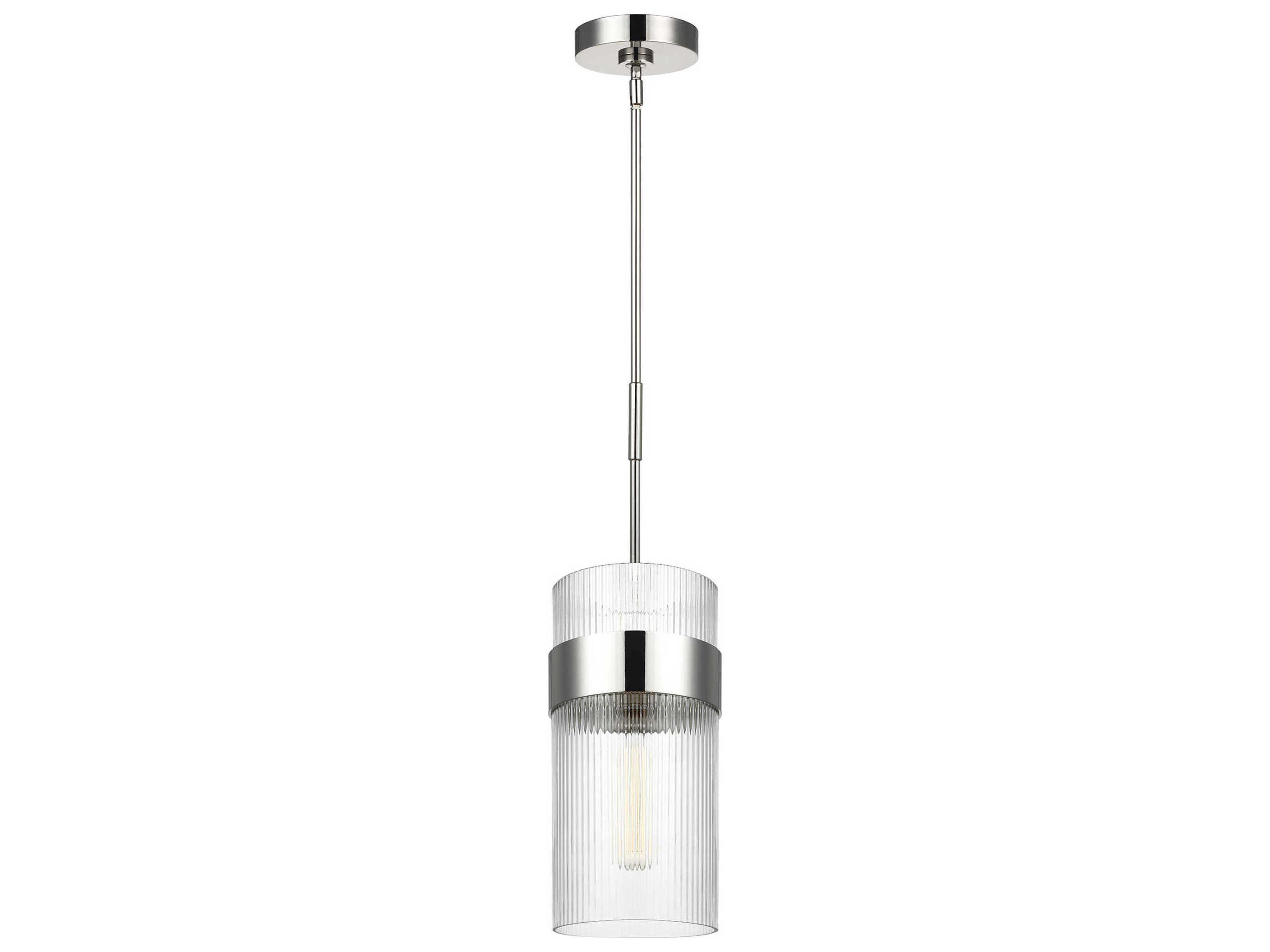Visual Comfort Studio Geneva 1-Light Polished Nickel Cylinder Mini Pendant