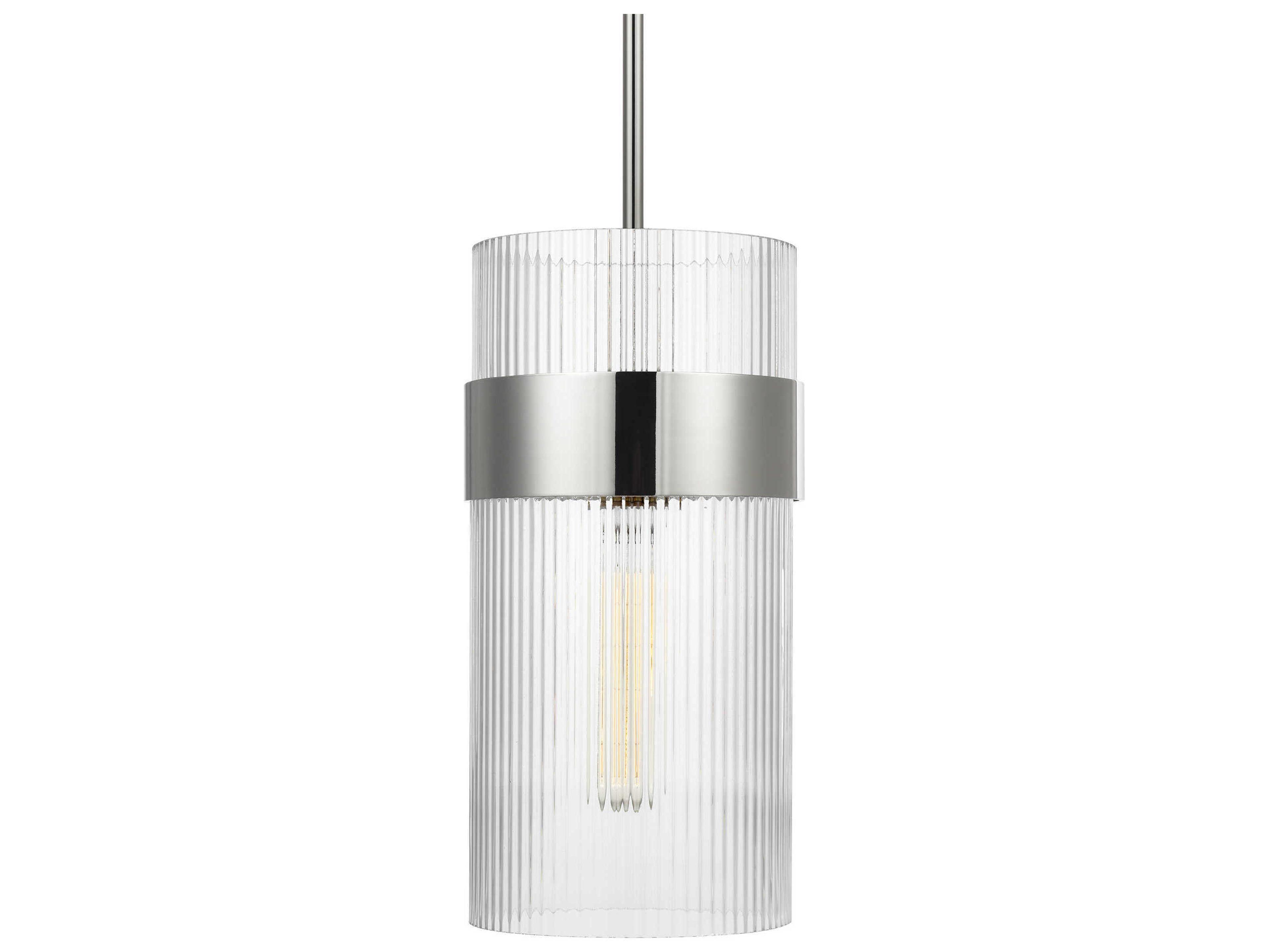 Visual Comfort Studio Geneva 1-Light Polished Nickel Cylinder Mini Pendant
