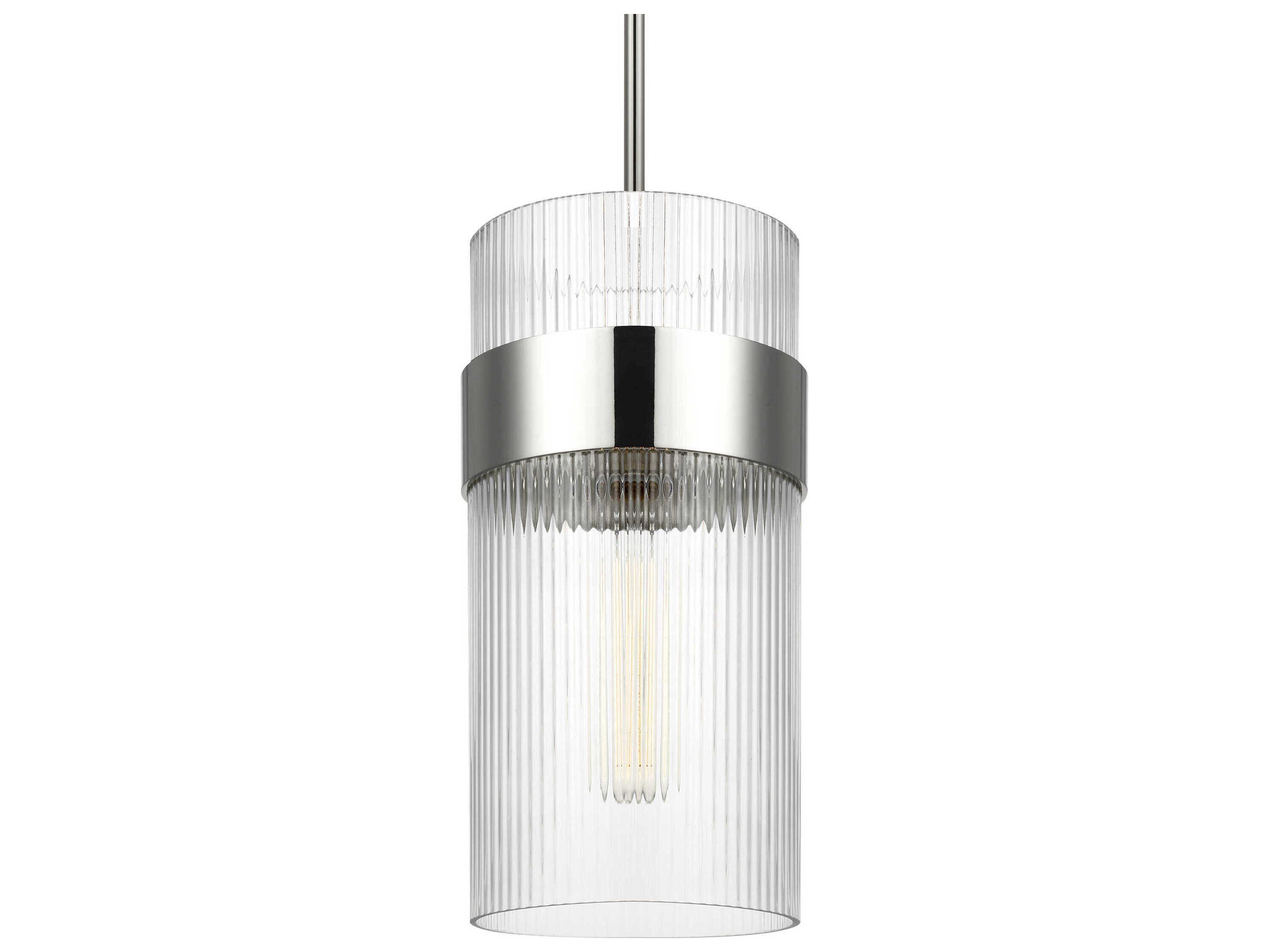 Visual Comfort Studio Geneva 1-Light Polished Nickel Cylinder Mini Pendant