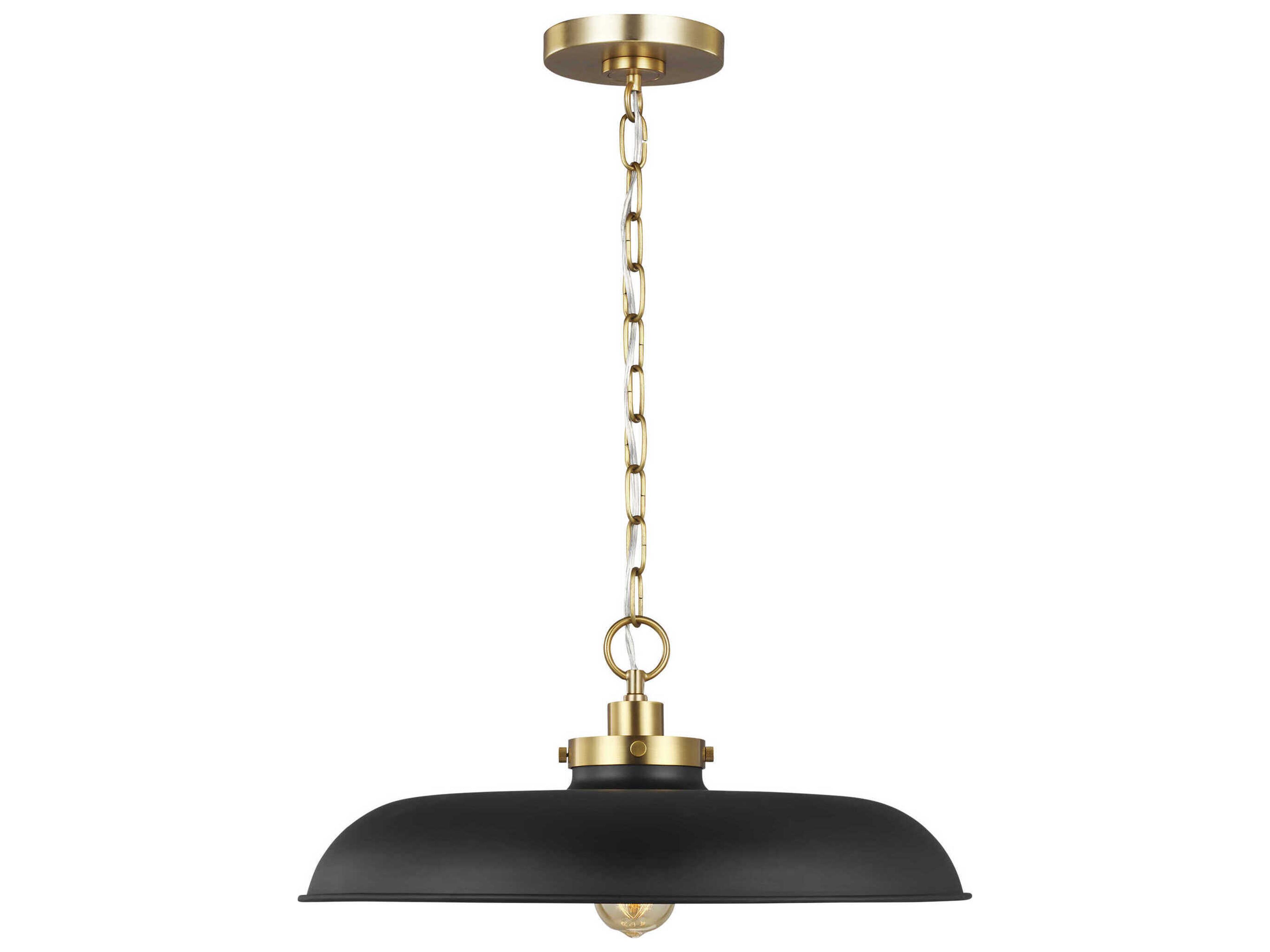 Visual Comfort Studio Wellfleet 1-Light Midnight Black Burnished Brass Pendant