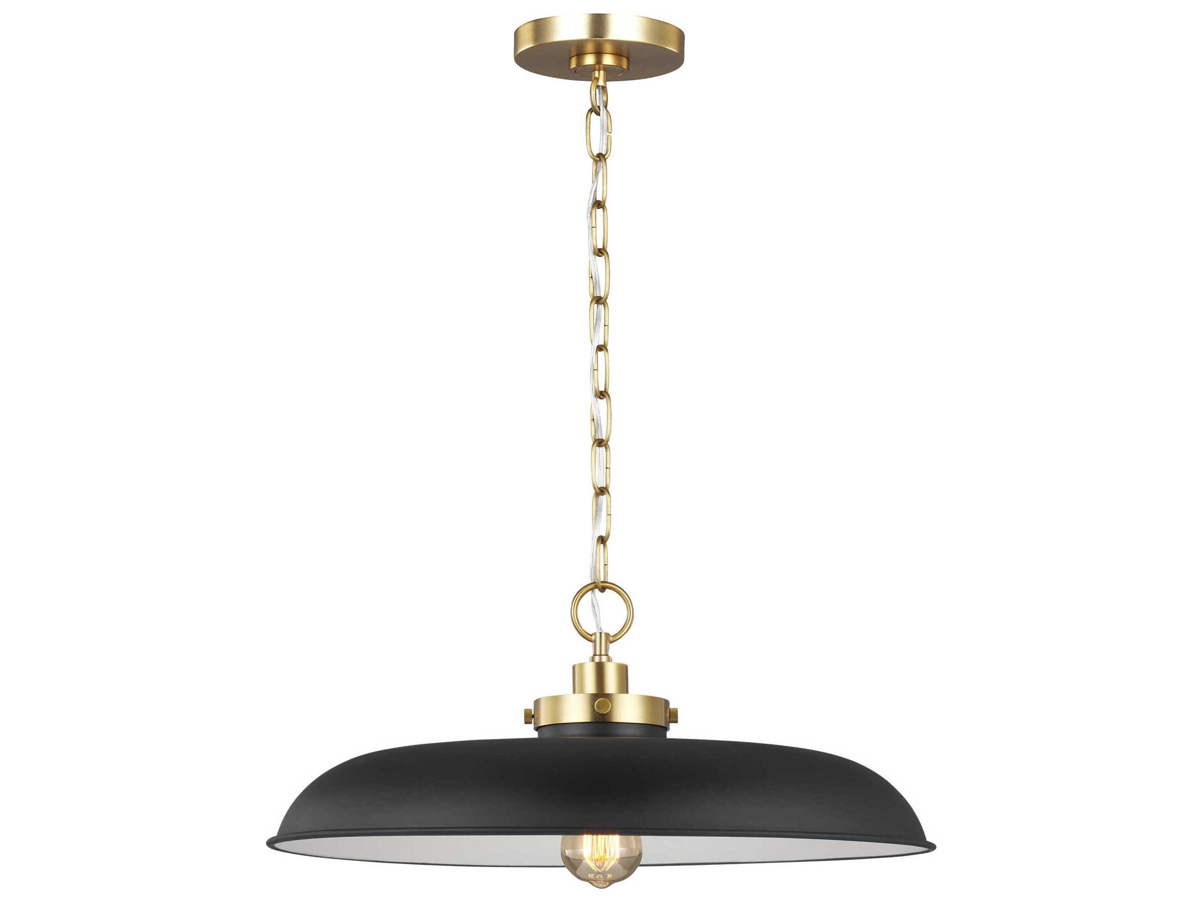 Visual Comfort Studio Wellfleet 1-Light Midnight Black Burnished Brass Pendant