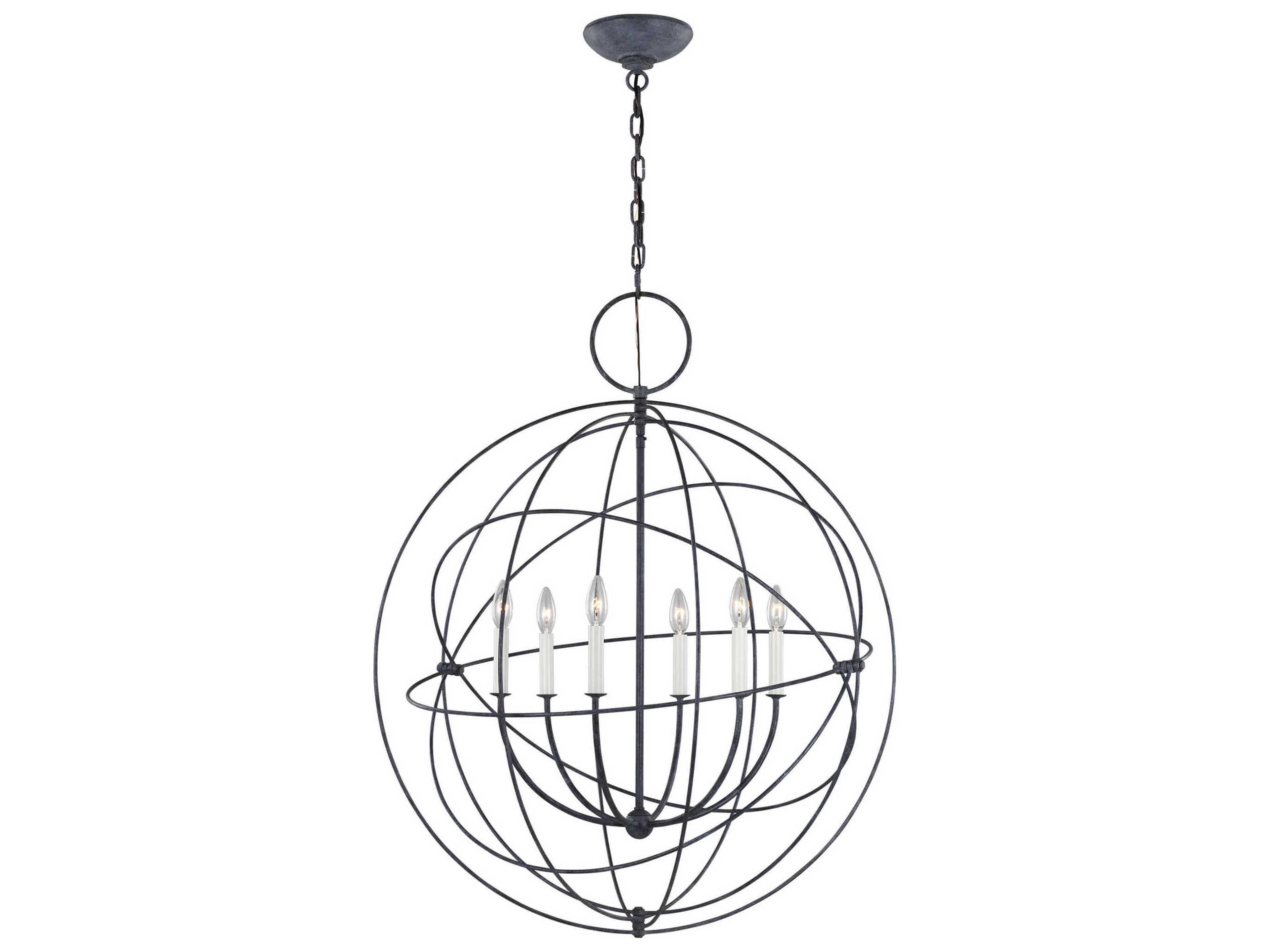 Bayberry Large Pendant Weathered Galvanized Caged Sphere