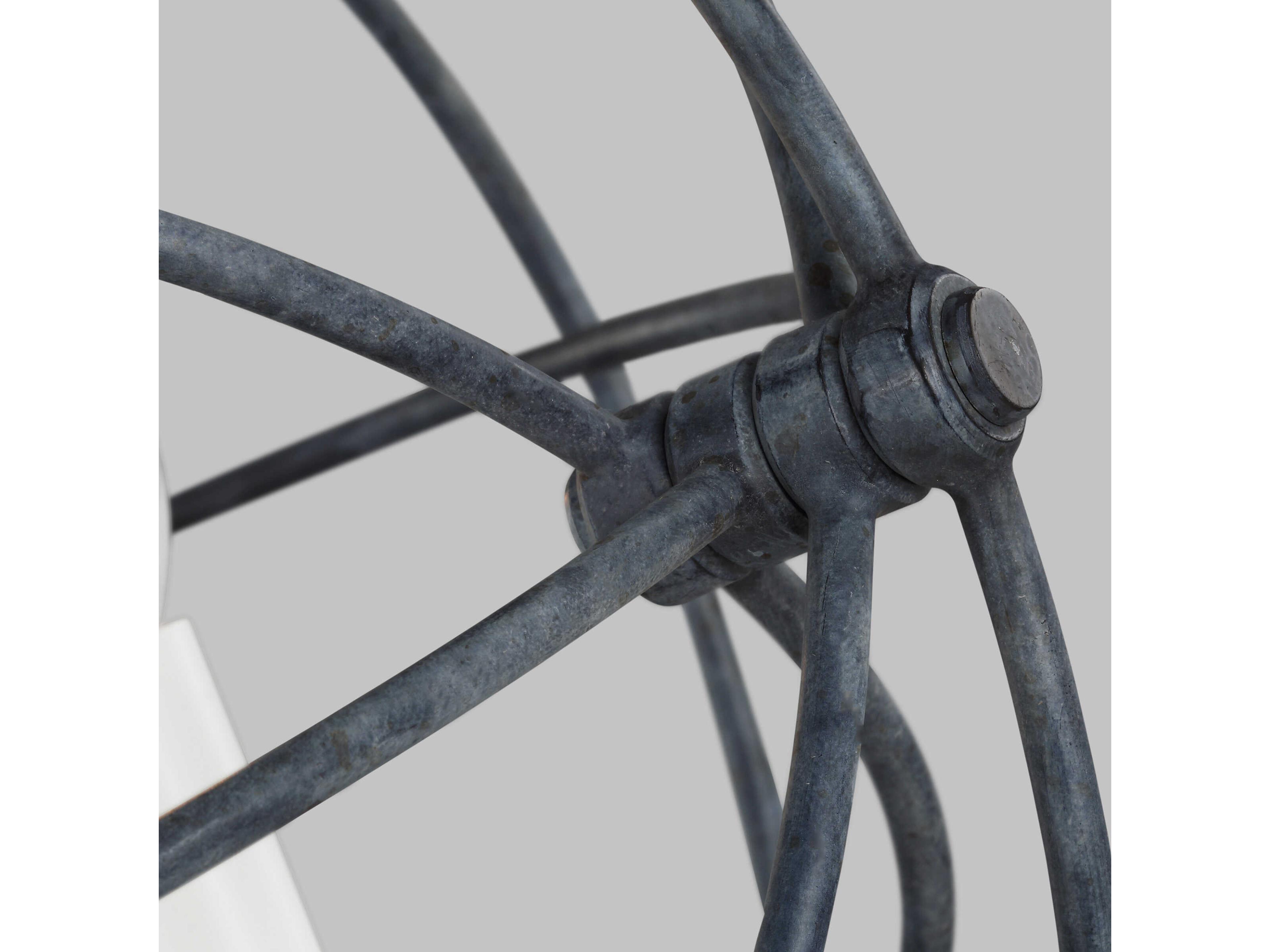 Visual Comfort Studio Bayberry 3-Light Weathered Galvanized Black Candelabra Globe Chandelier