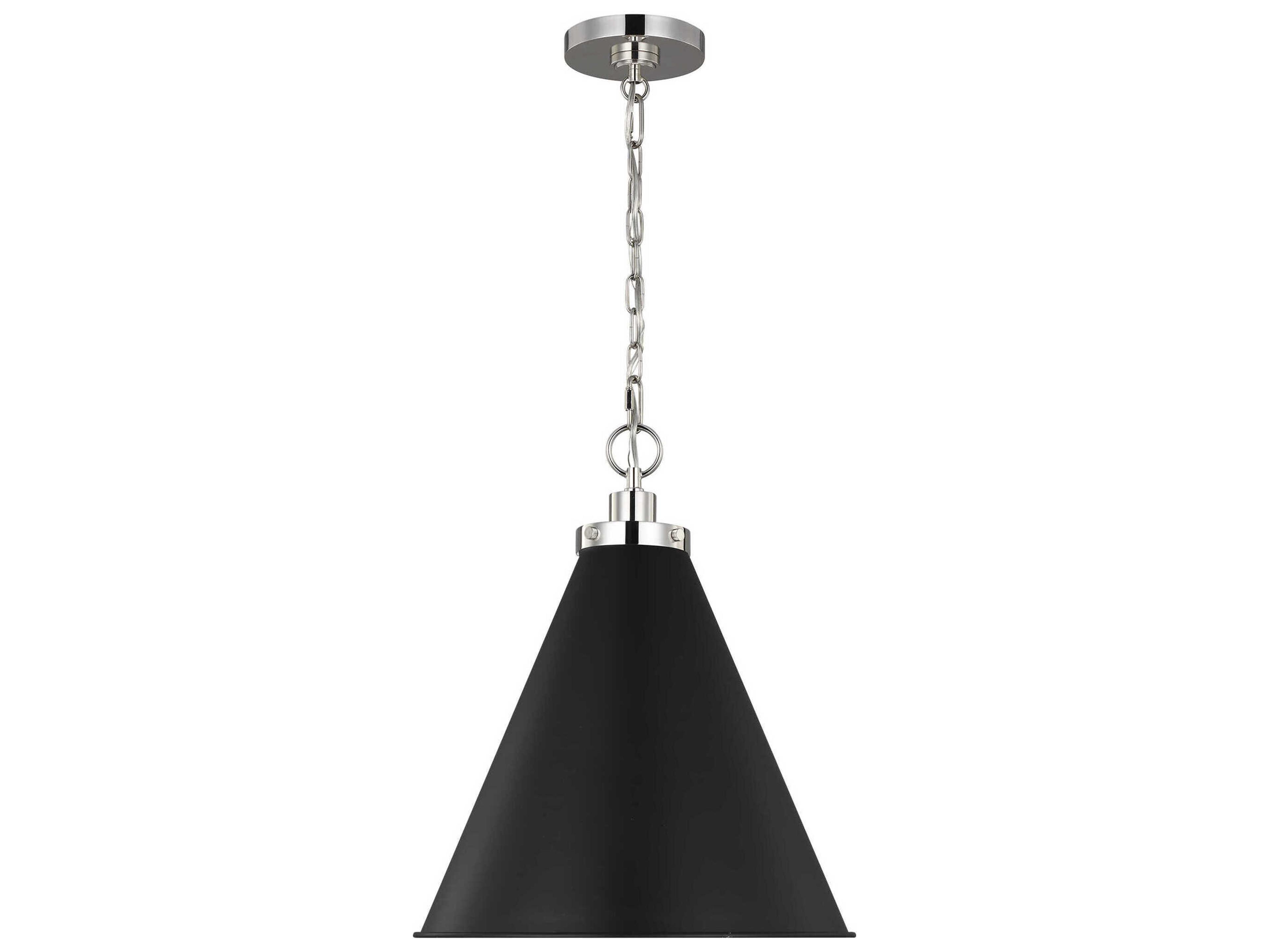 Wellfleet Medium Cone Pendant Midnight Black and Polished Nickel
