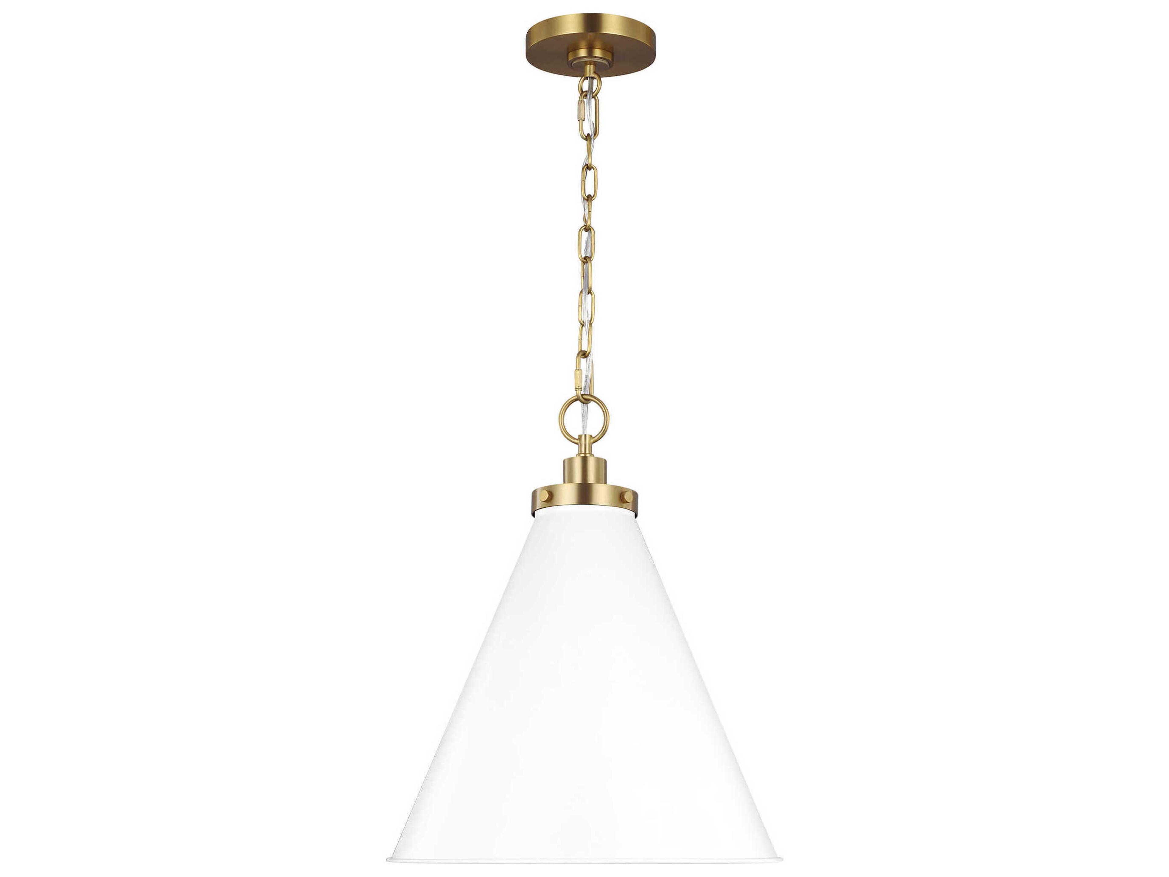 Wellfleet 1-Light Cone Pendant Matte White and Burnished Brass