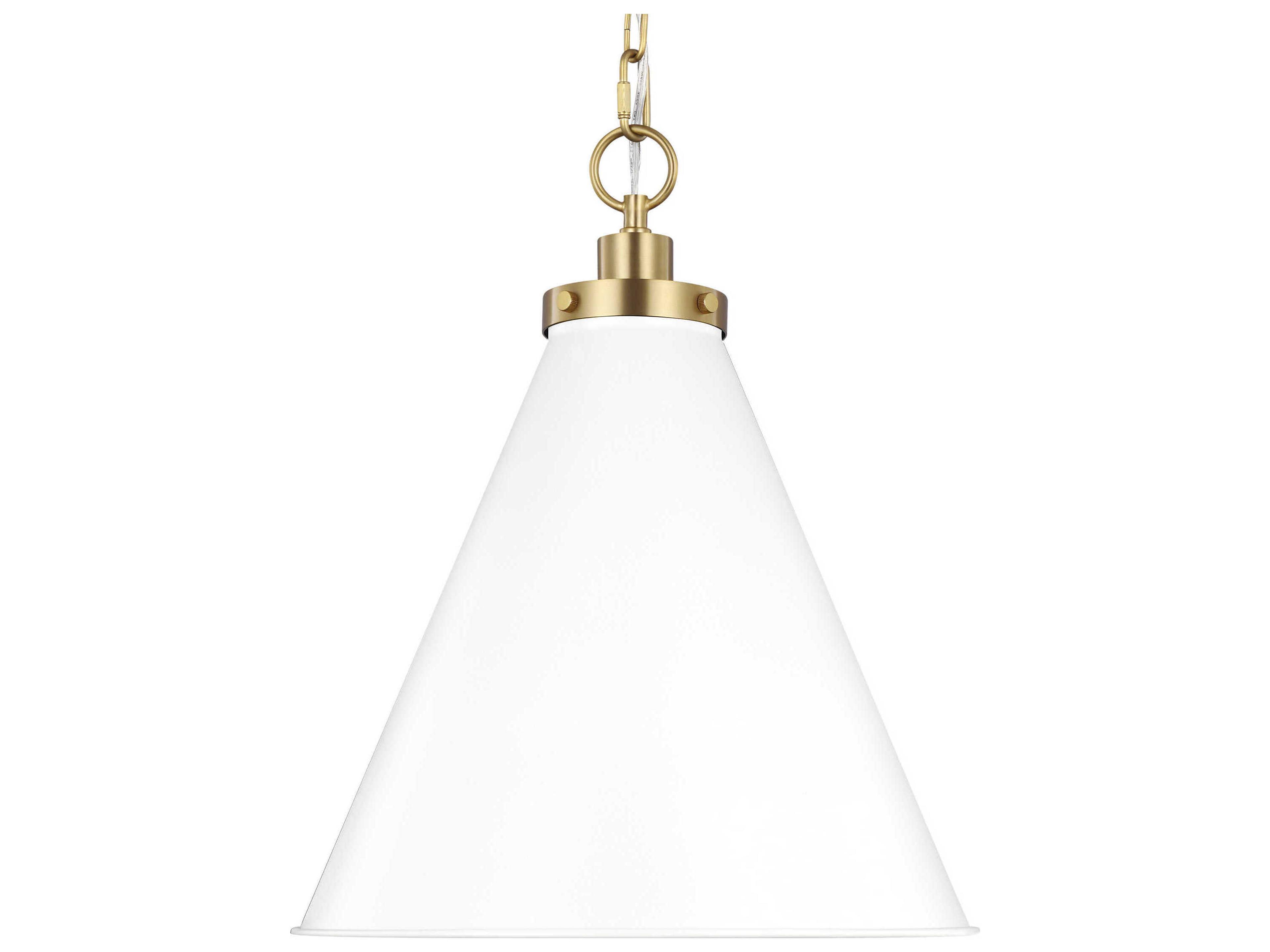 Visual Comfort Studio Wellfleet 1-Light Matte White Burnished Brass Pendant