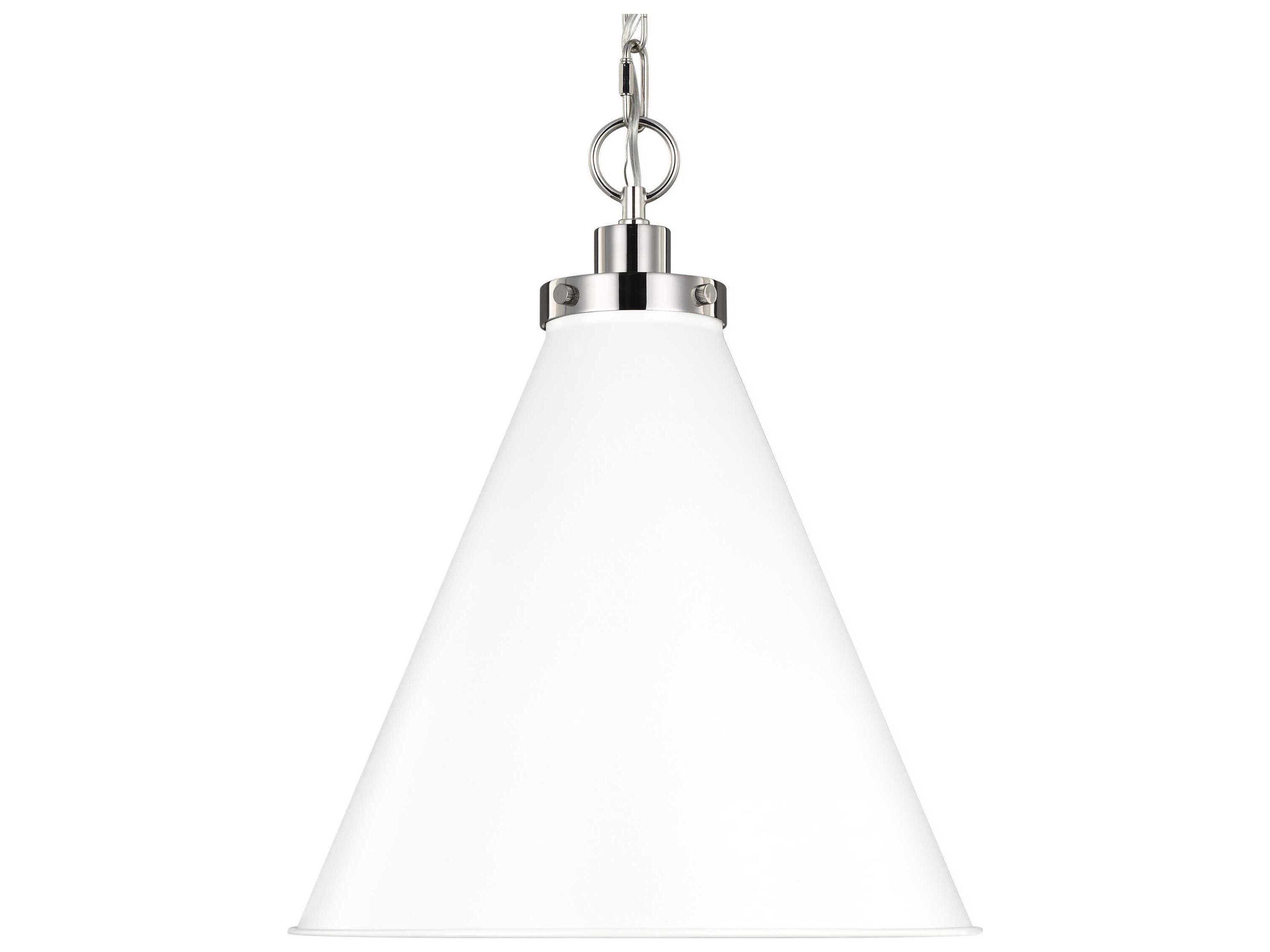Visual Comfort Studio Wellfleet 1-Light Matte White Polished Nickel Pendant