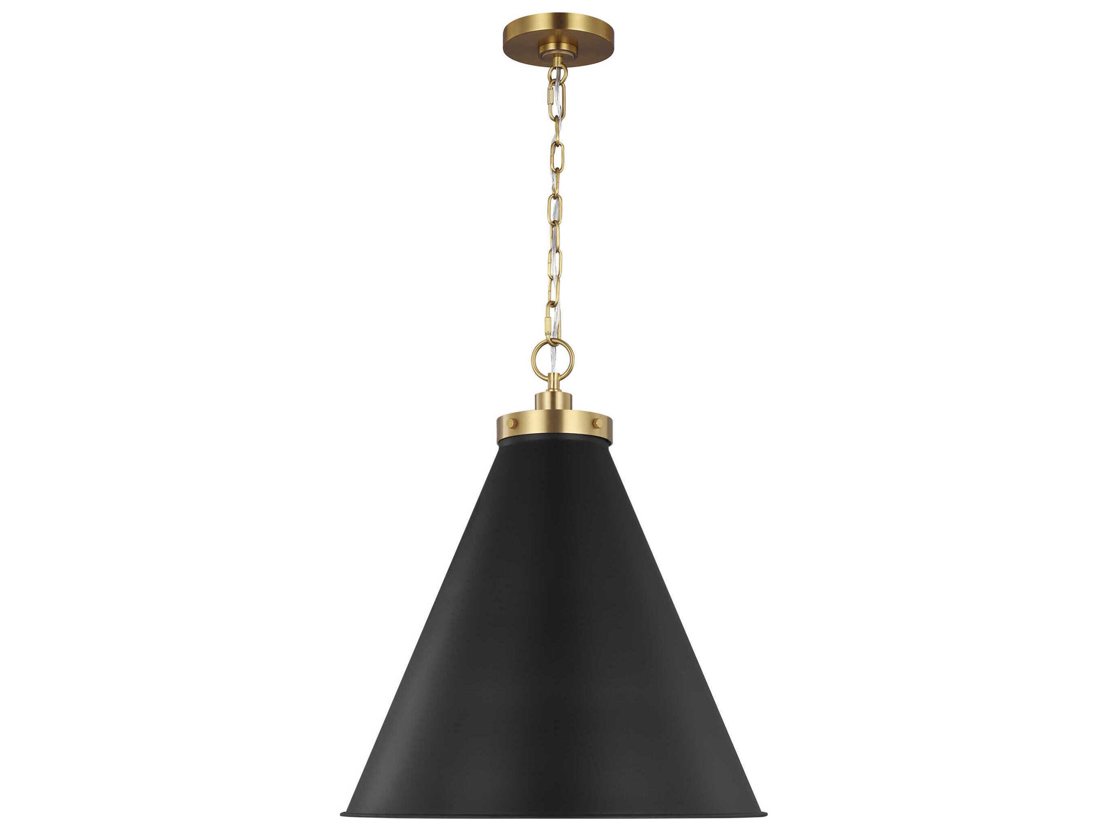 Cone Pendant Light Wellfleet Midnight Black Burnished Brass