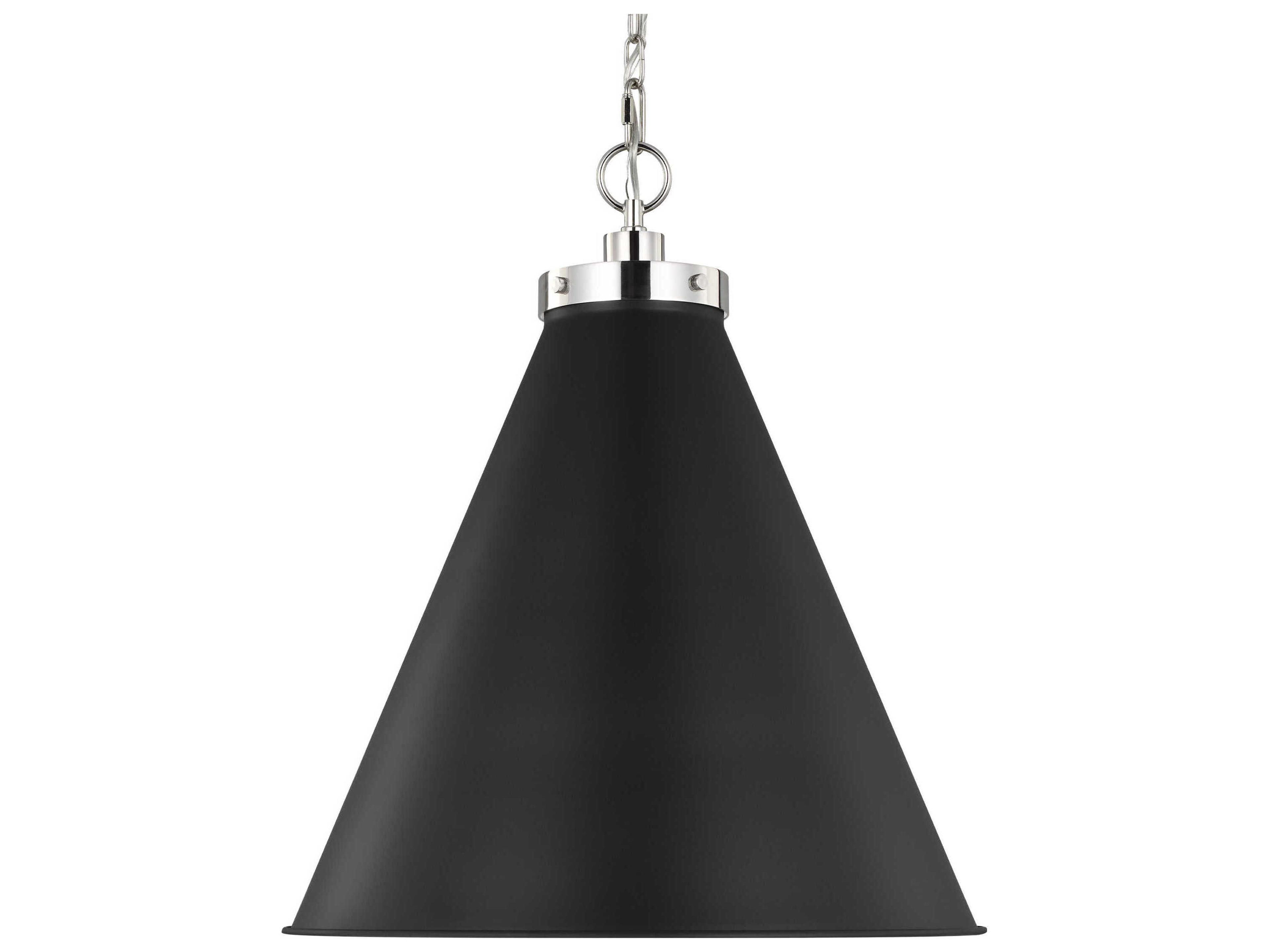 Visual Comfort Studio Wellfleet 1-Light Midnight Black Polished Nickel Pendant