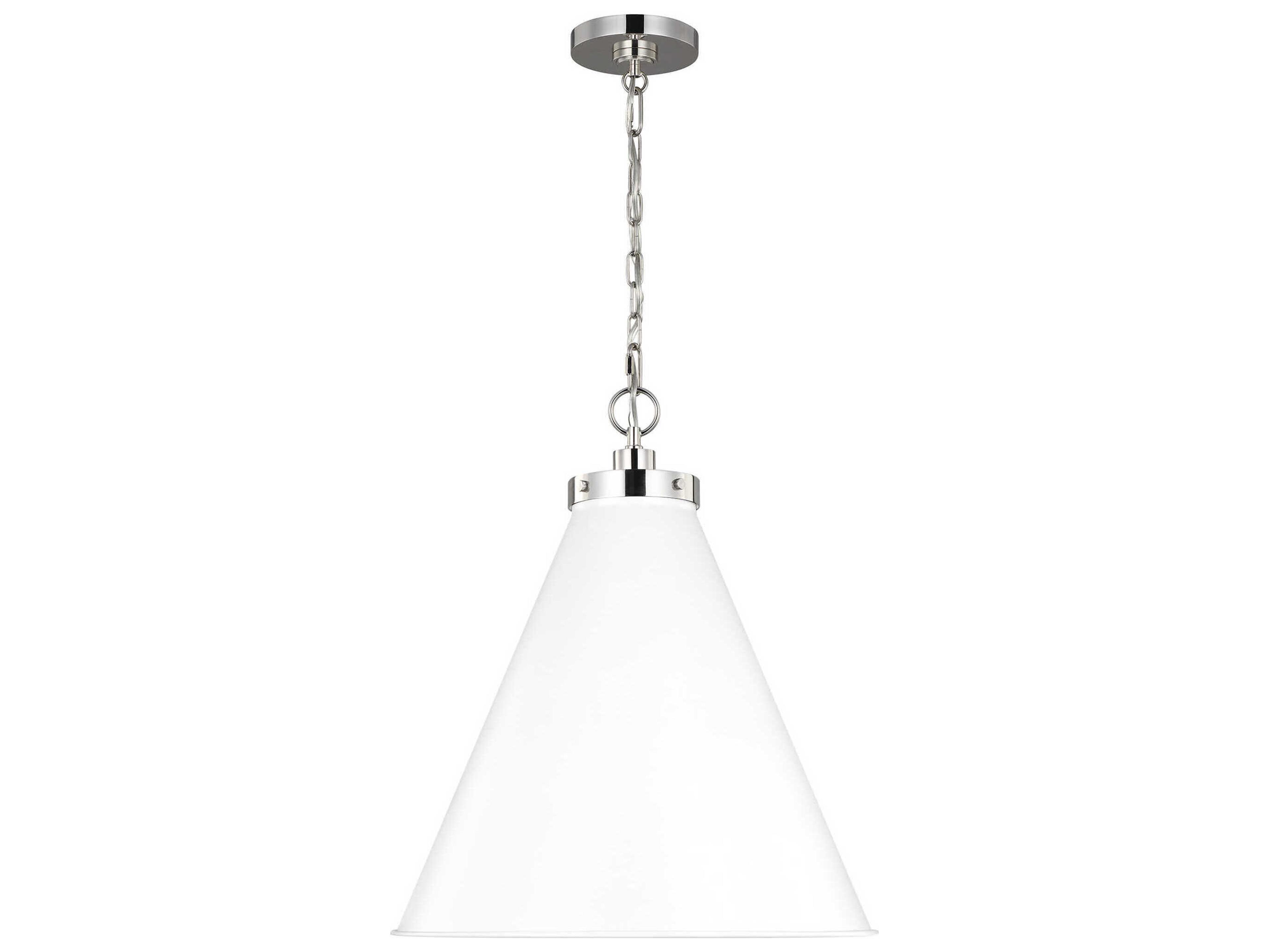 Wellfleet Large Cone Pendant Matte White Polished Nickel