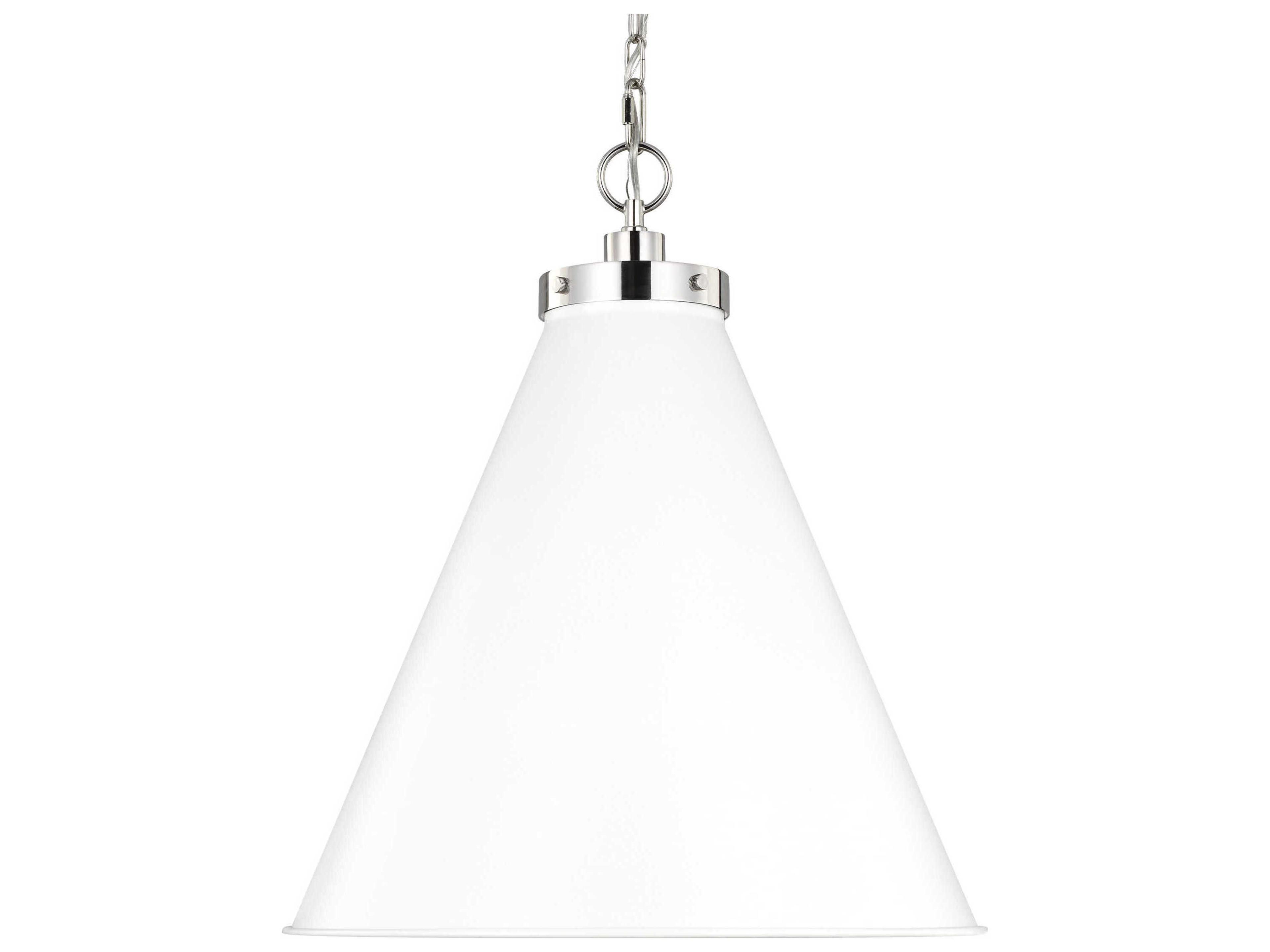 Visual Comfort Studio Wellfleet 1-Light Matte White Polished Nickel Pendant