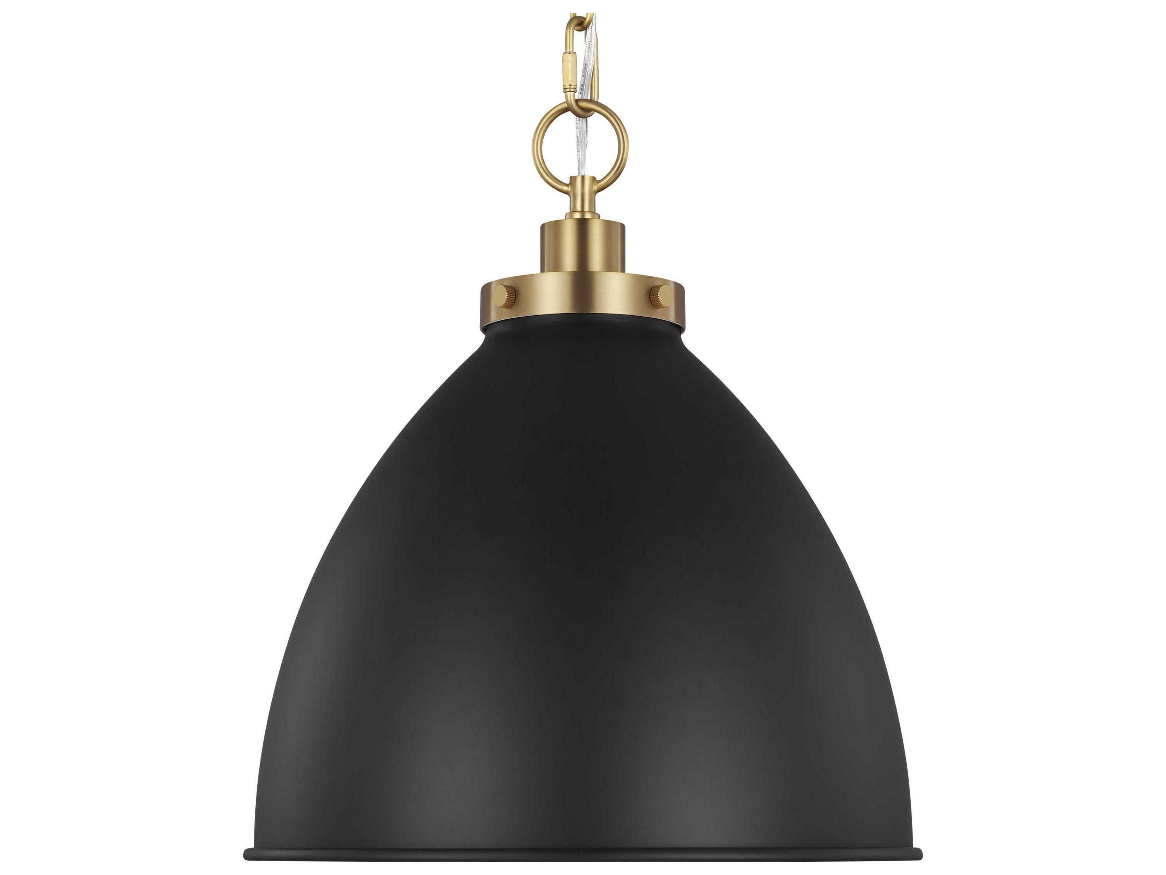 Visual Comfort Studio Wellfleet 1-Light Midnight Black Burnished Brass Dome Pendant