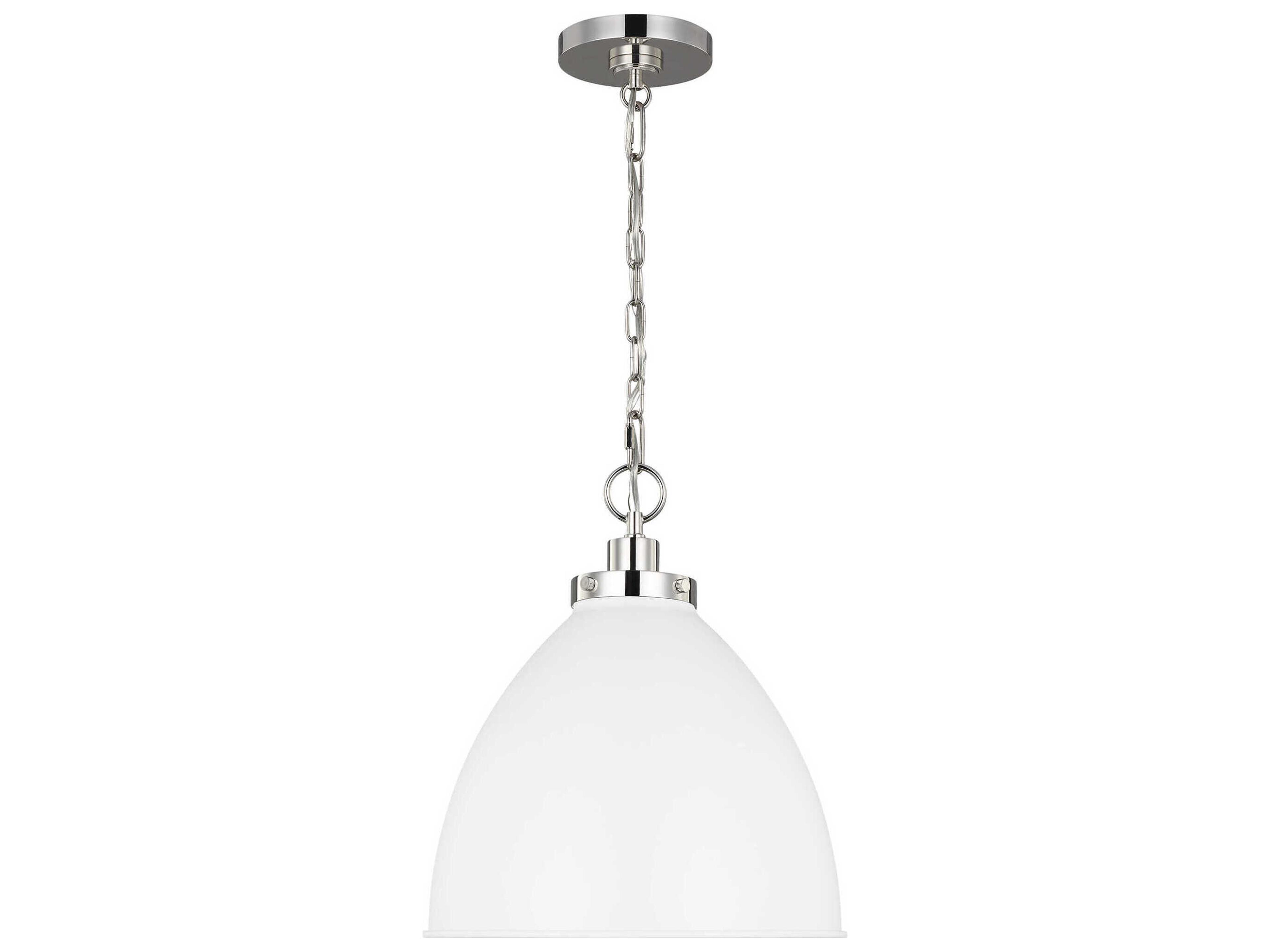 Dome Pendant Wellfleet Matte White Polished Nickel