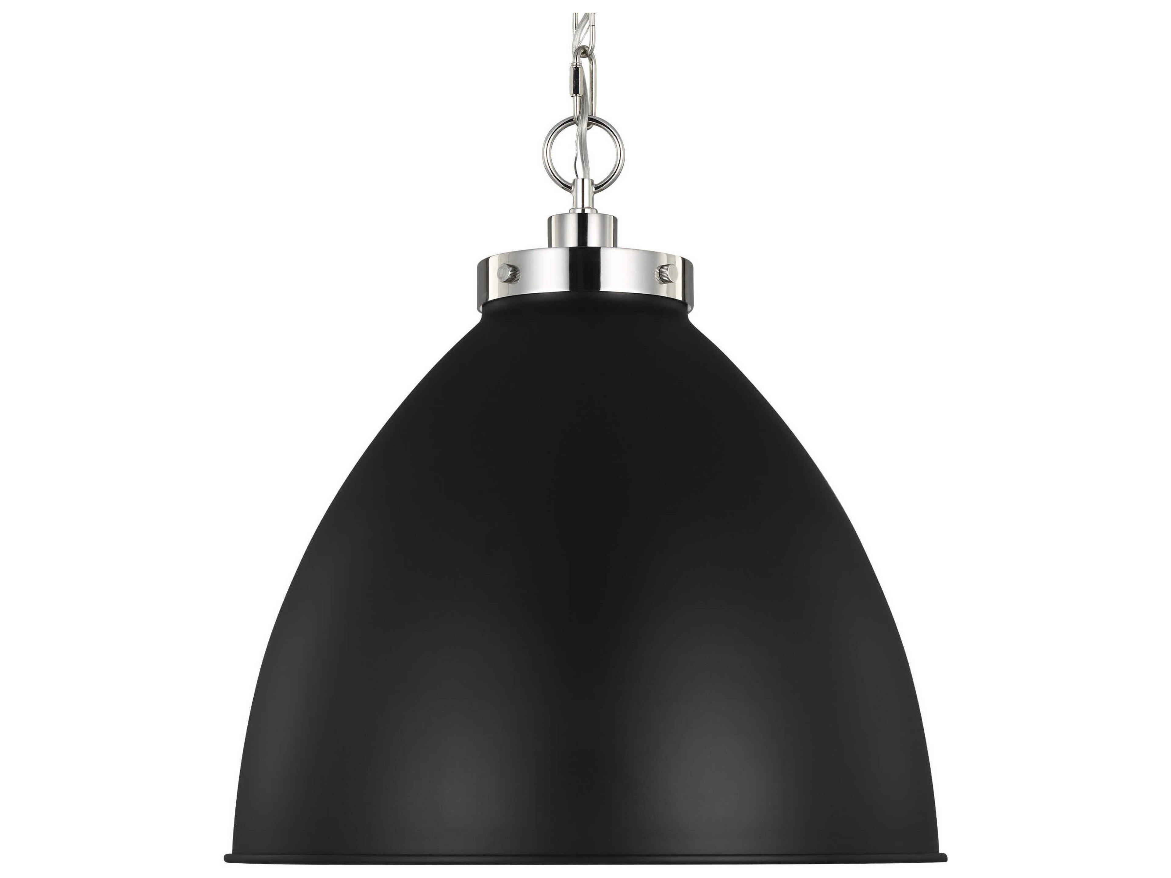 Visual Comfort Studio Wellfleet 1-Light Midnight Black Polished Nickel Dome Pendant