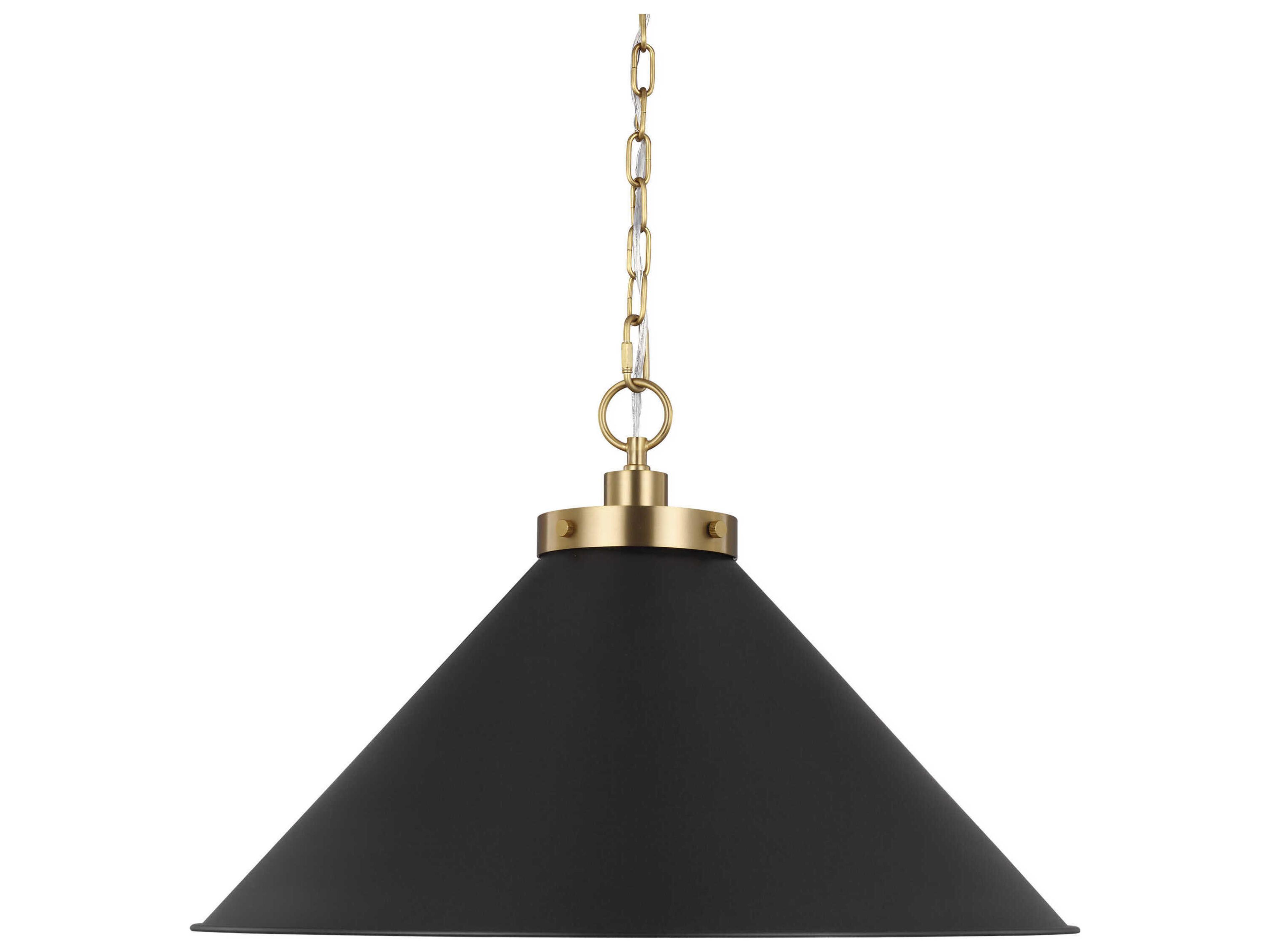 Visual Comfort Studio Wellfleet 1-Light Midnight Black Burnished Brass Pendant