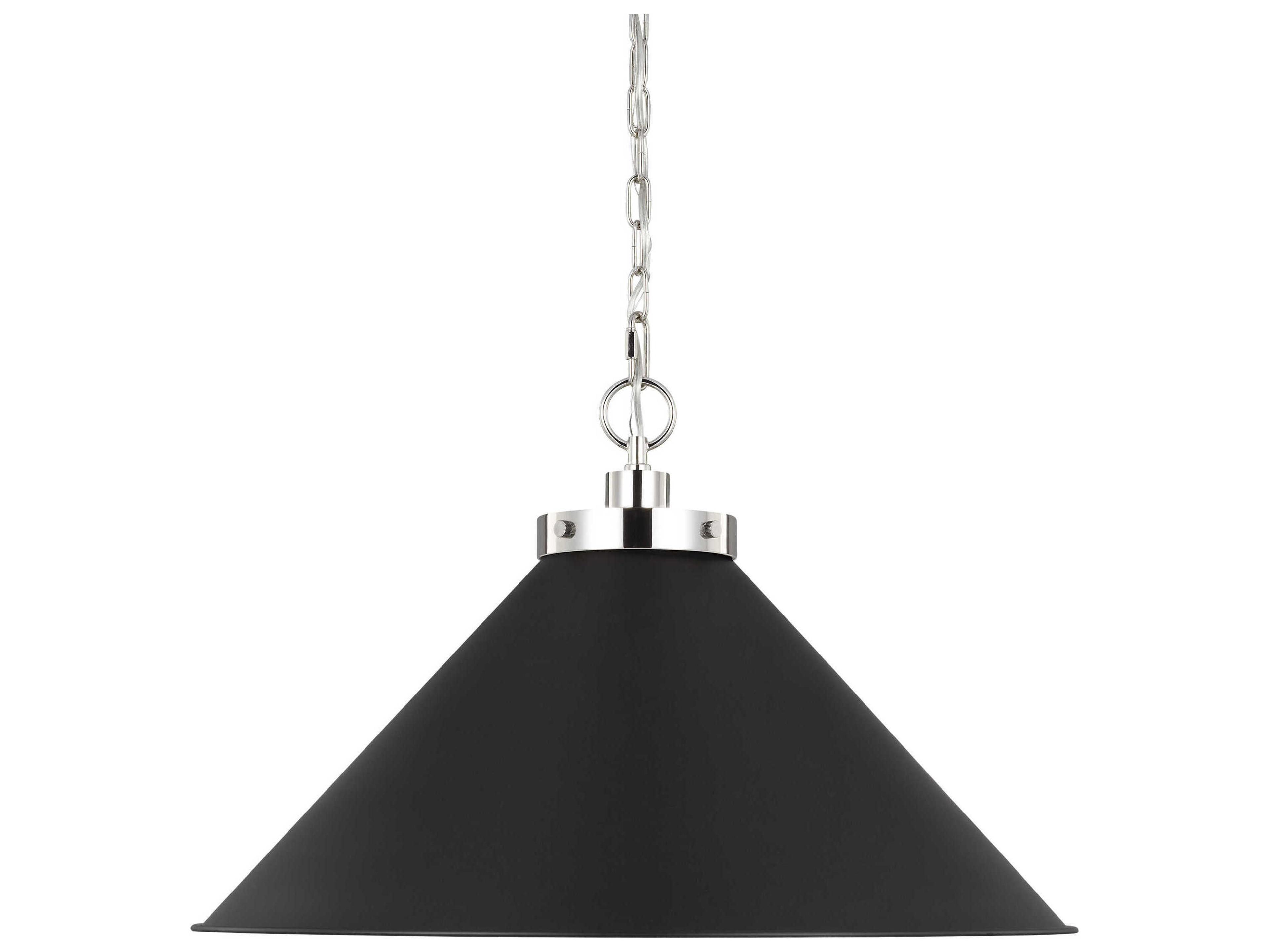 Visual Comfort Studio Wellfleet 1-Light Midnight Black Polished Nickel Pendant