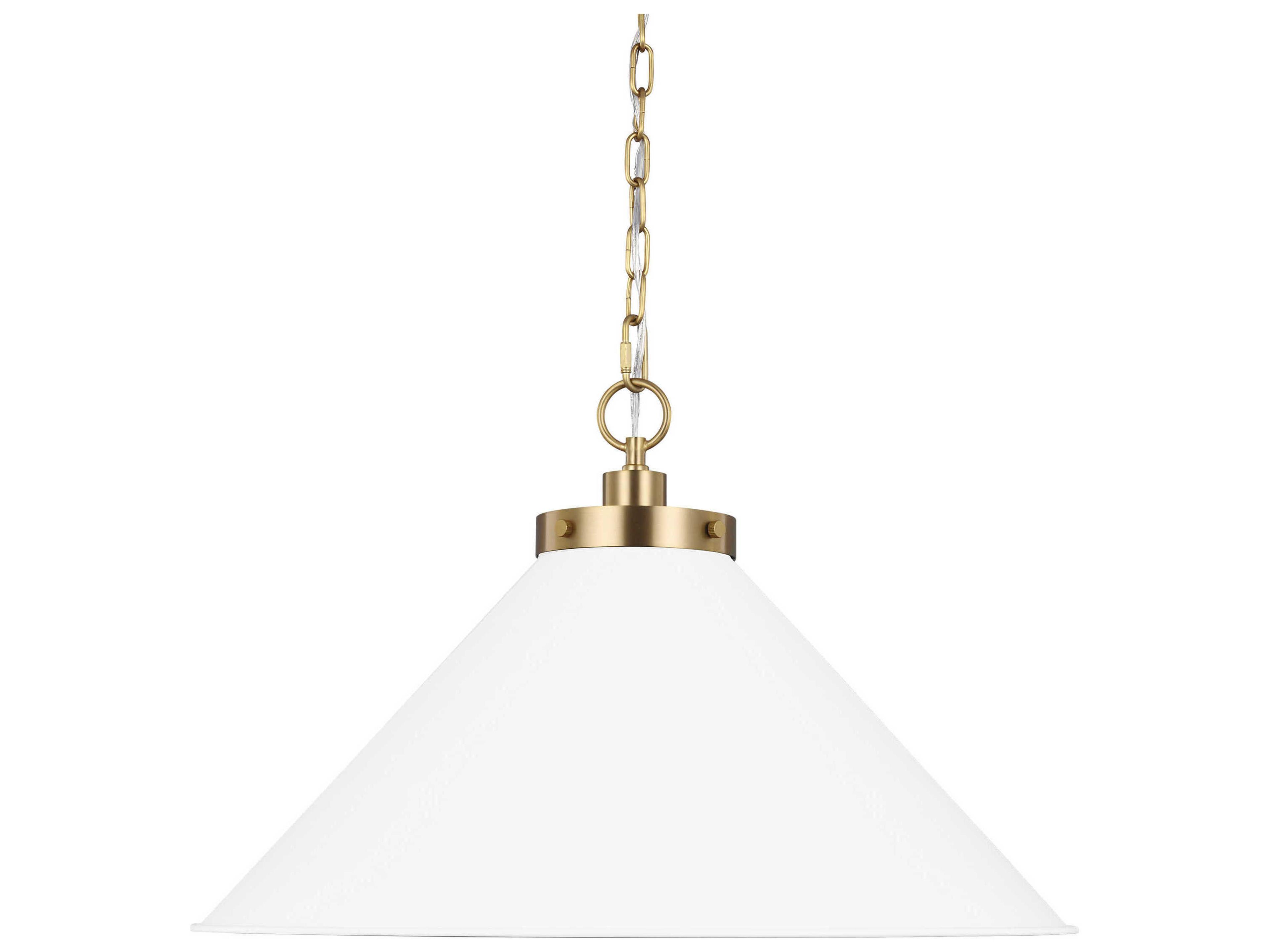 Visual Comfort Studio Wellfleet 1-Light Matte White Burnished Brass Pendant