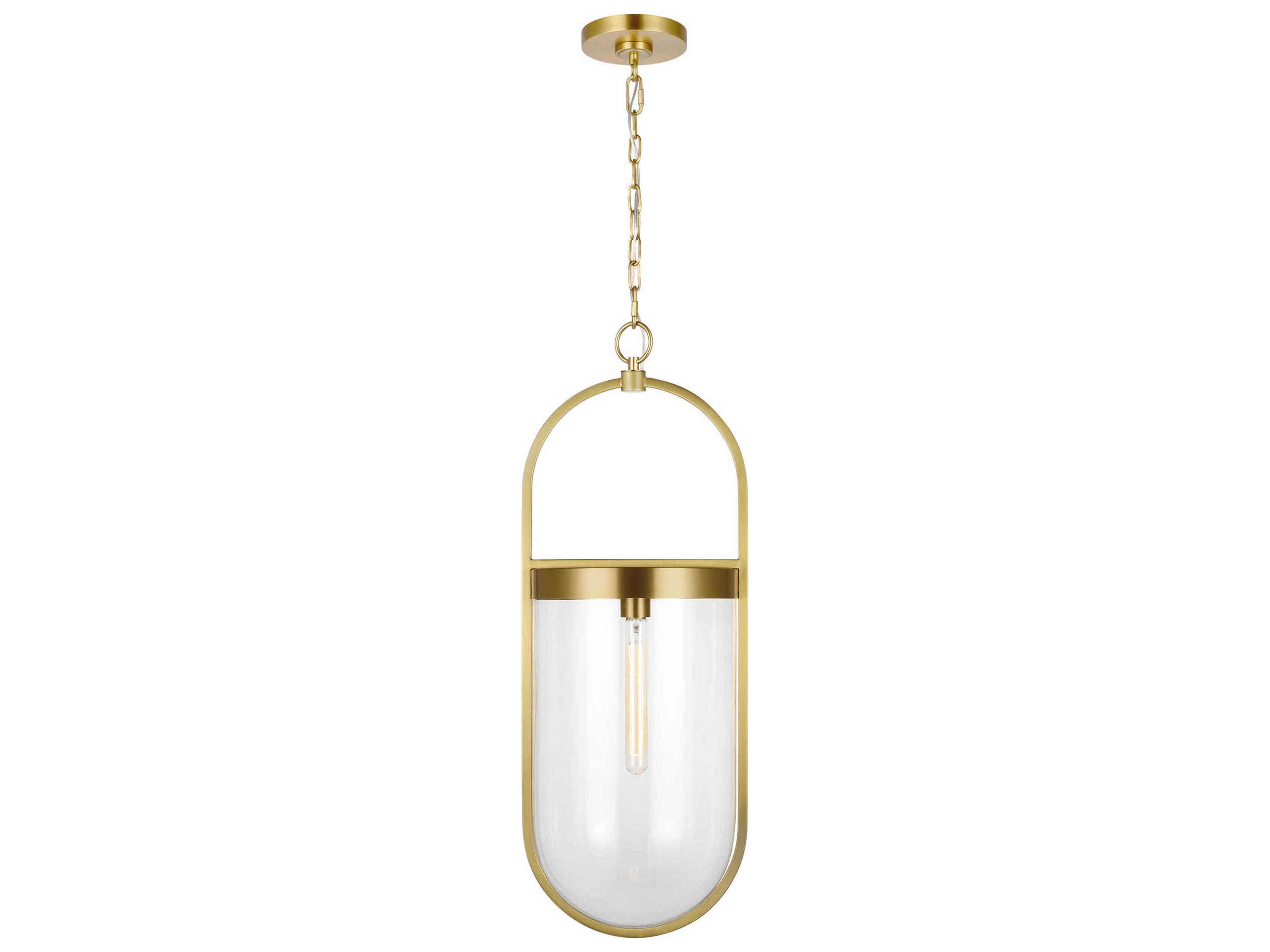 Large Pendant Light Blaine Burnished Brass Clear Glass