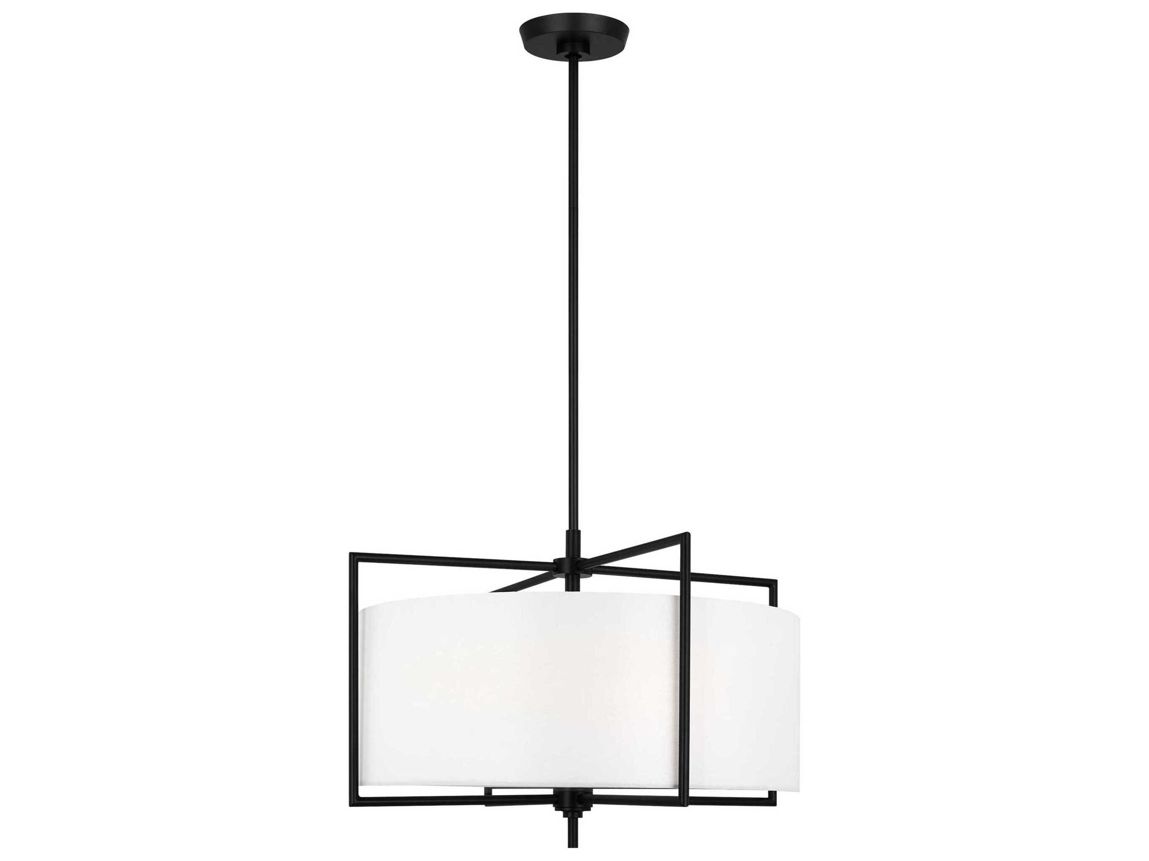 Visual Comfort Studio Perno 4-Light Aged Iron Black Drum Pendant