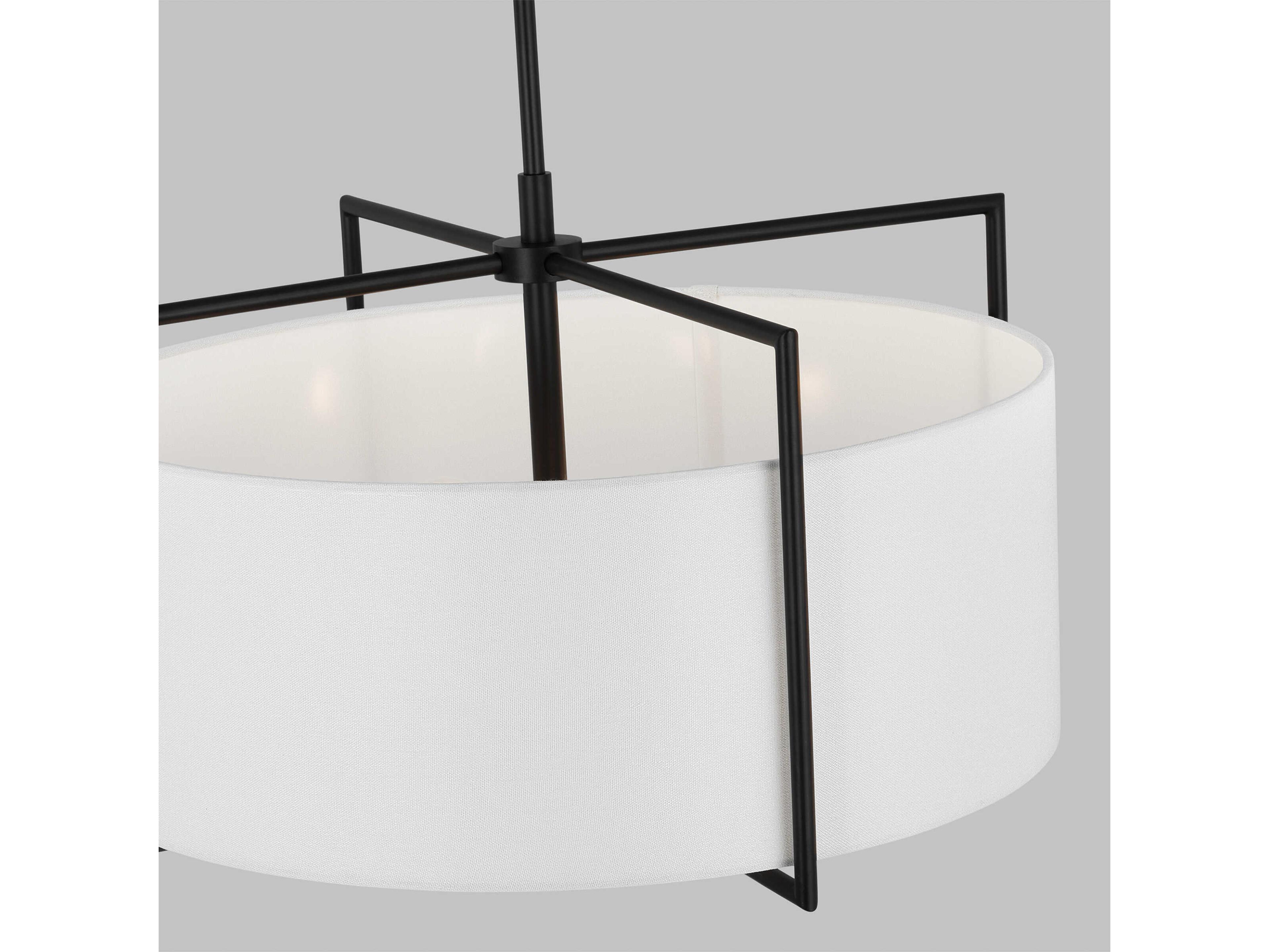 Visual Comfort Studio Perno 4-Light Aged Iron Black Drum Pendant