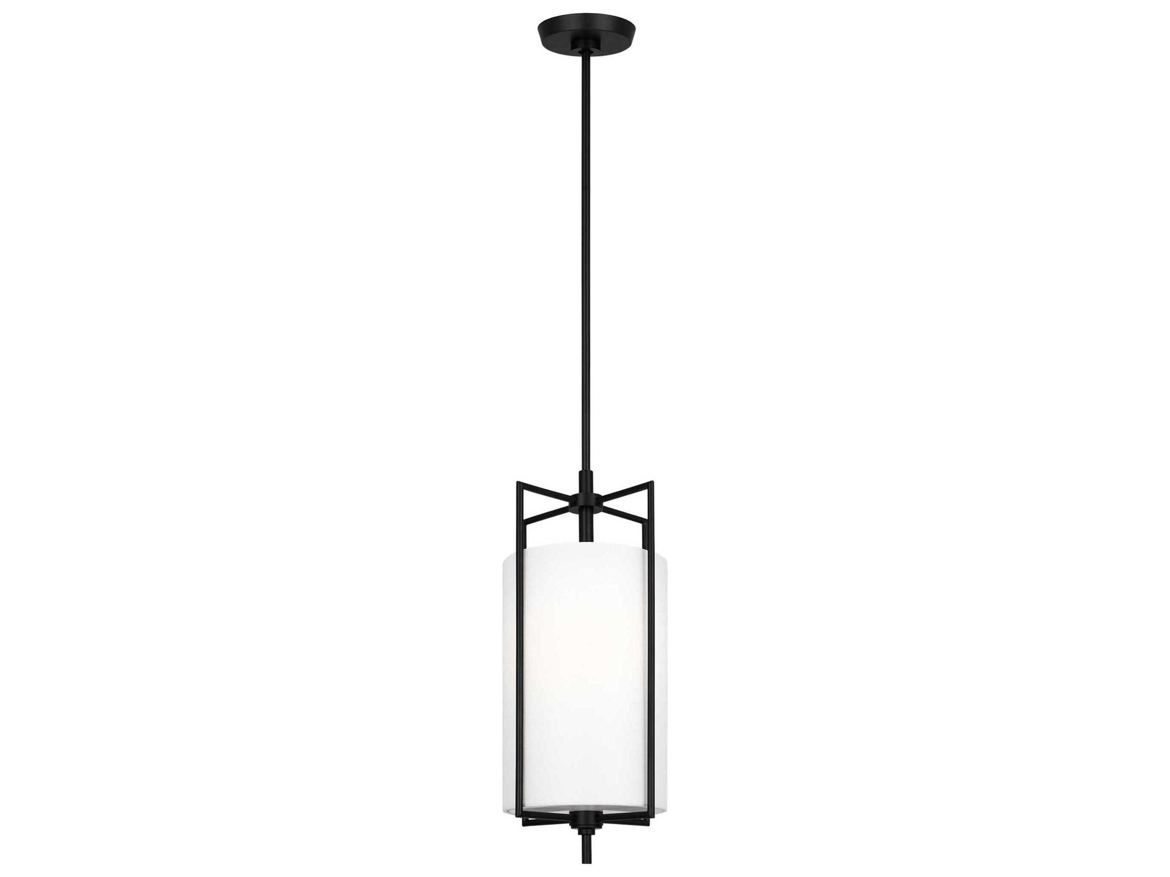 Visual Comfort Studio Perno 1-Light Aged Iron Black Cylinder Mini Pendant