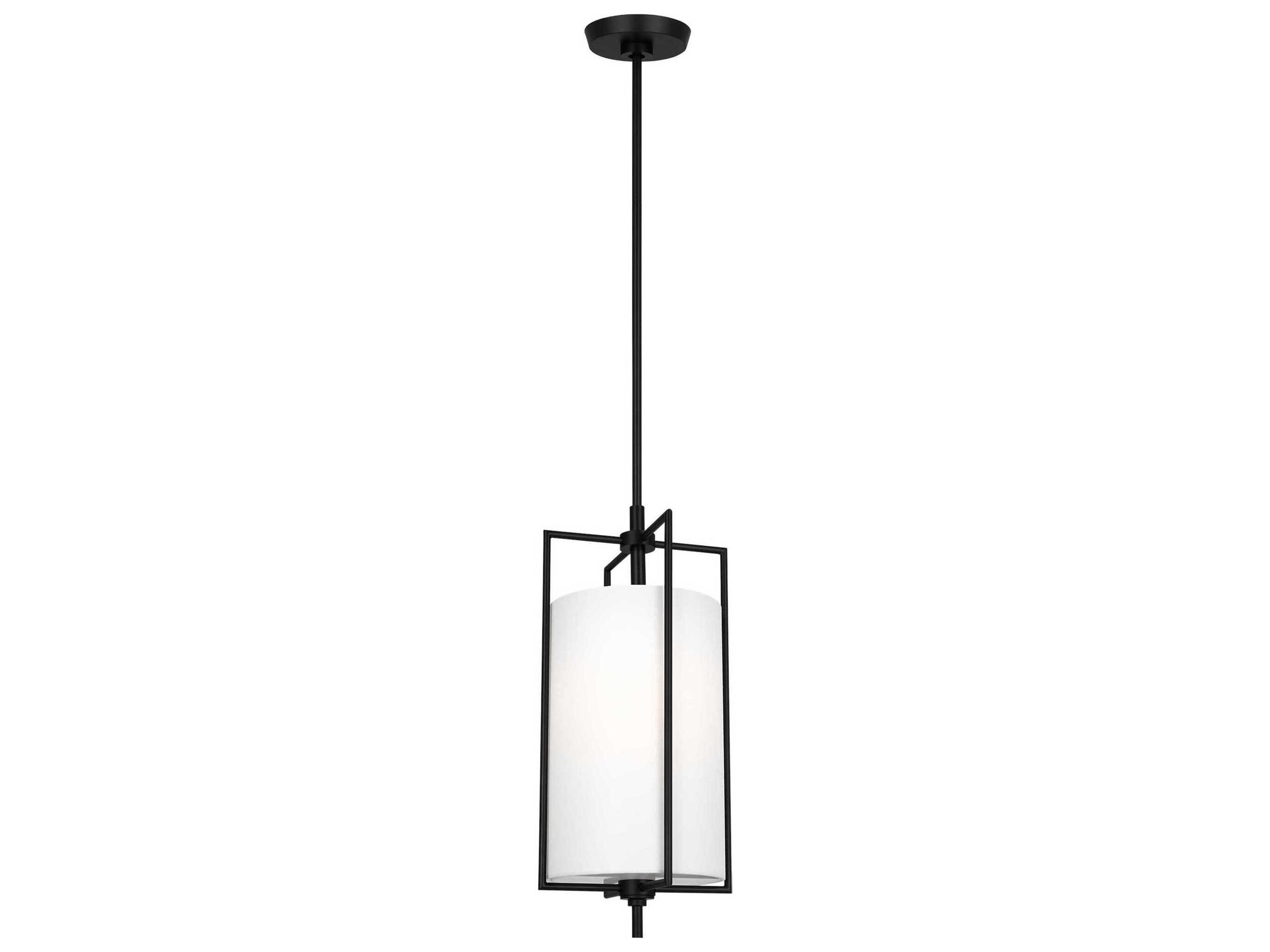 Visual Comfort Studio Perno 1-Light Aged Iron Black Cylinder Mini Pendant