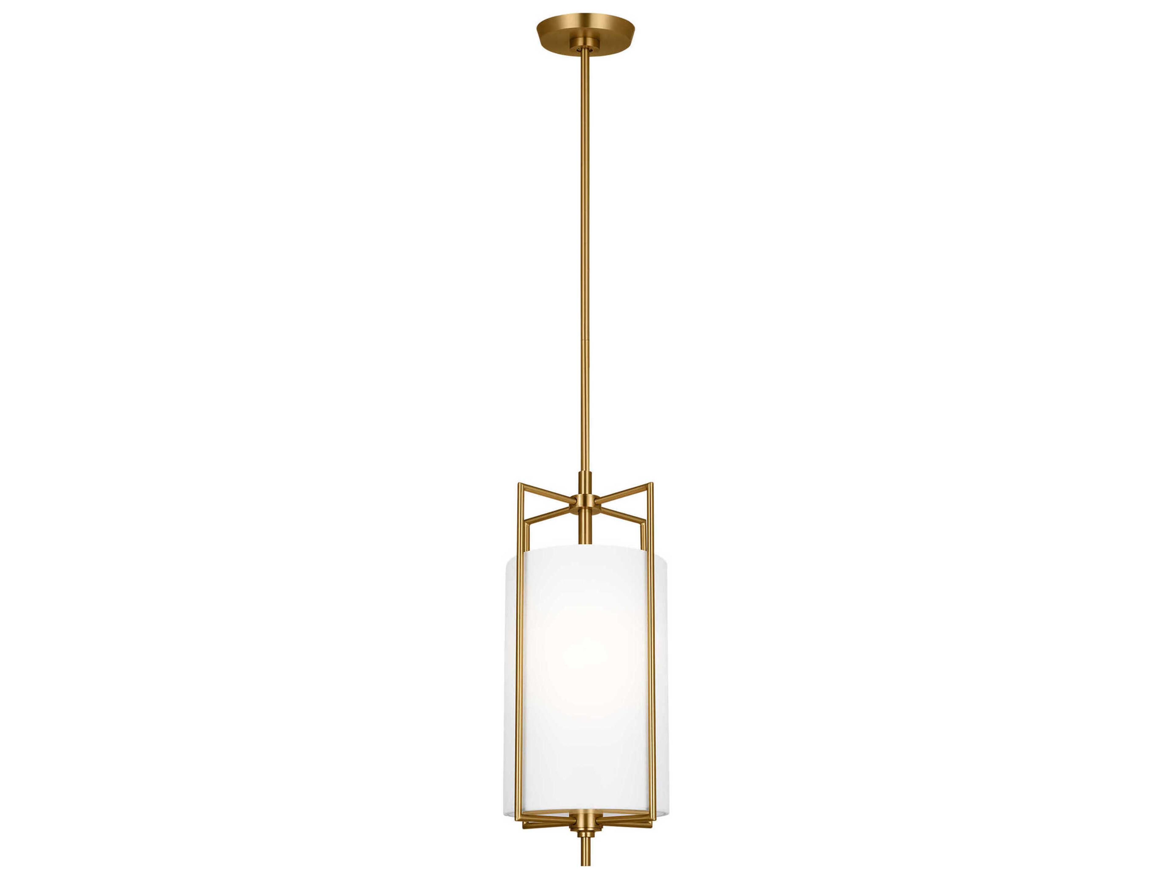 Visual Comfort Studio Perno 1-Light Burnished Brass Cylinder Mini Pendant