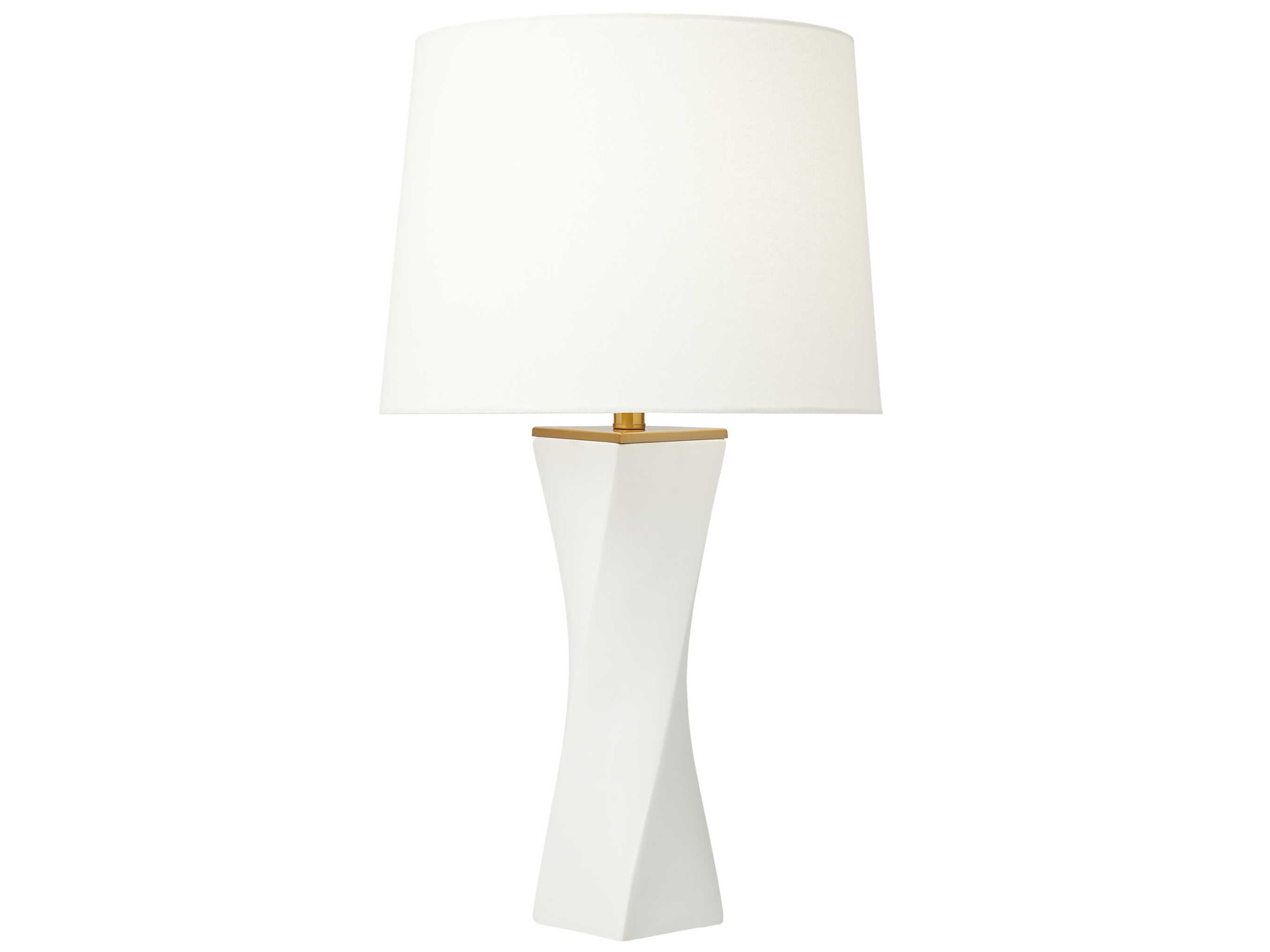 Lagos Ceramic Table Lamp in White Leather