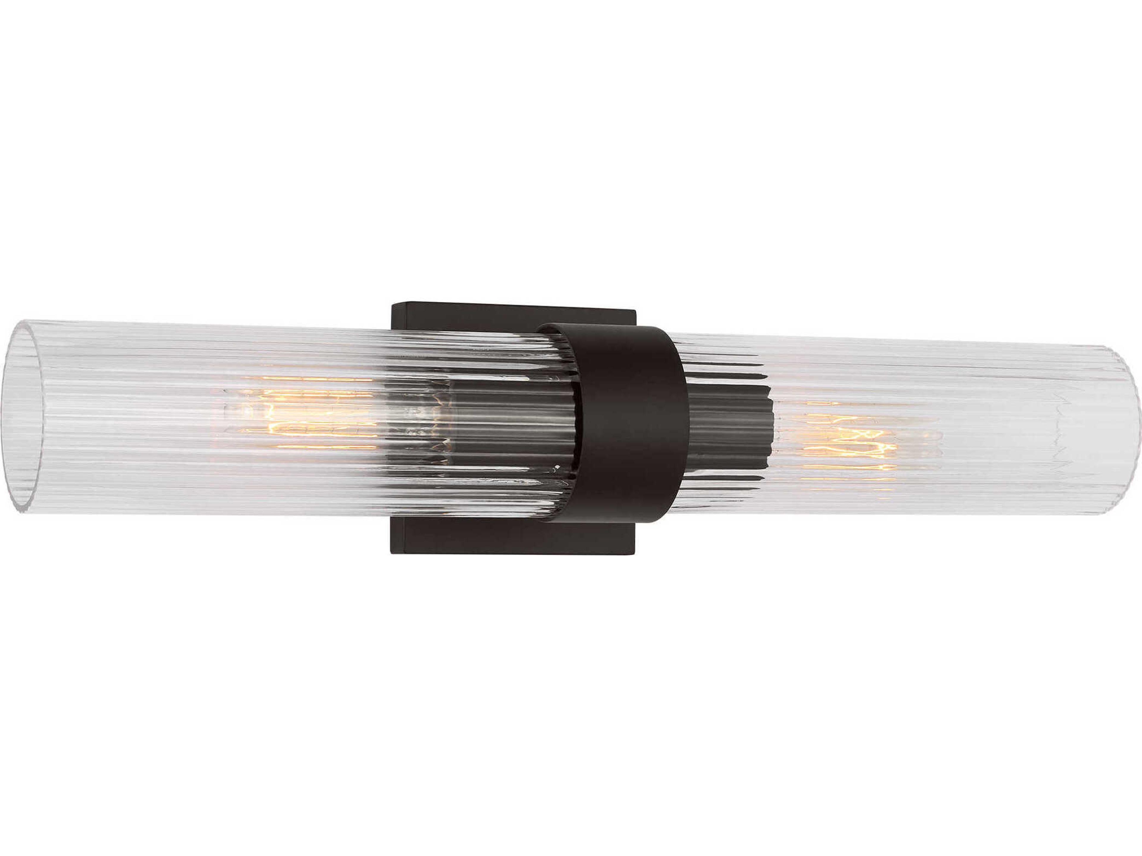 Geneva 2 Light Wall Sconce Aged Iron Clear Fluted Glass