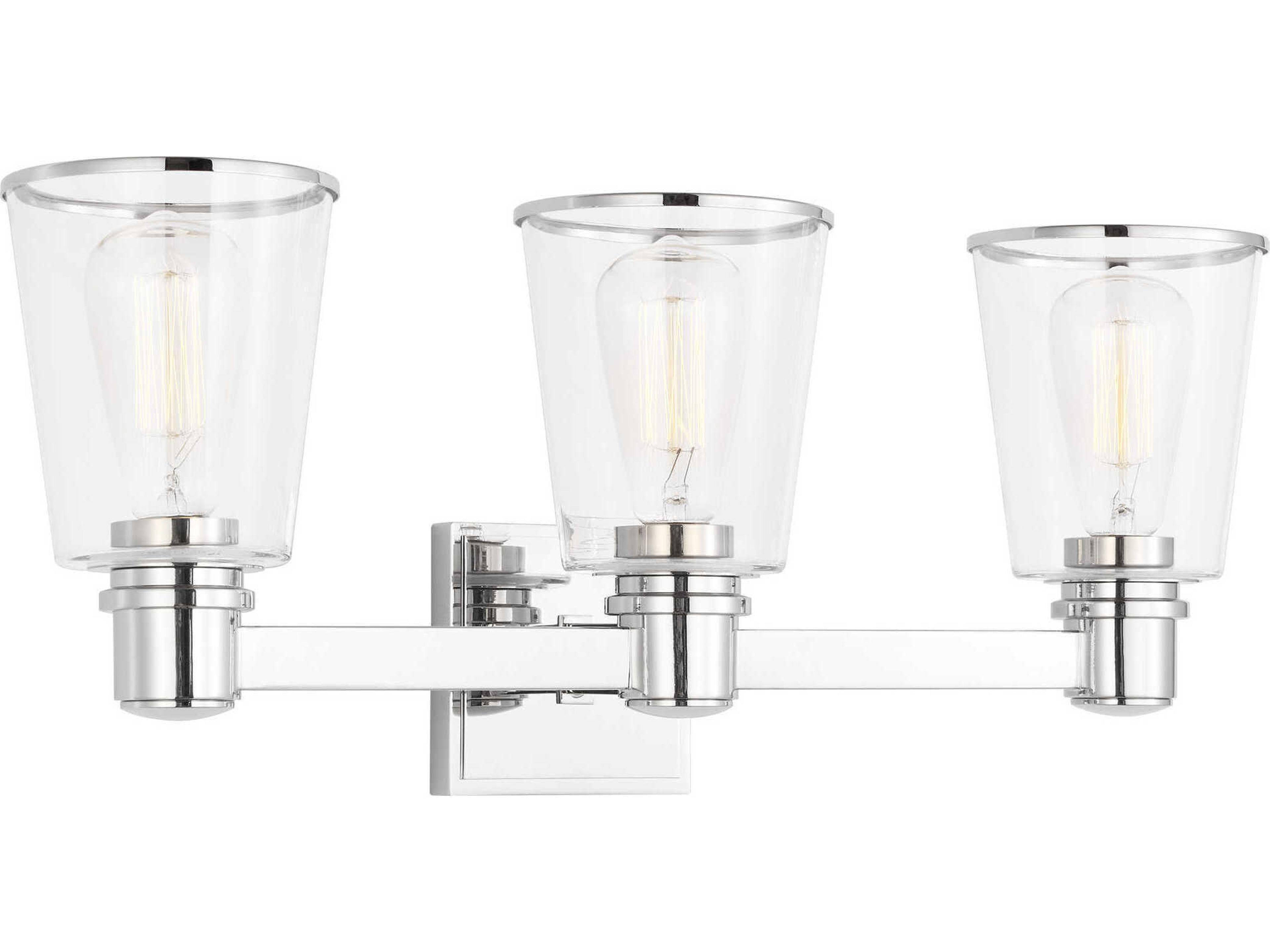 Alessa 3-Light Bathroom Vanity Light Polished Nickel Clear Glass
