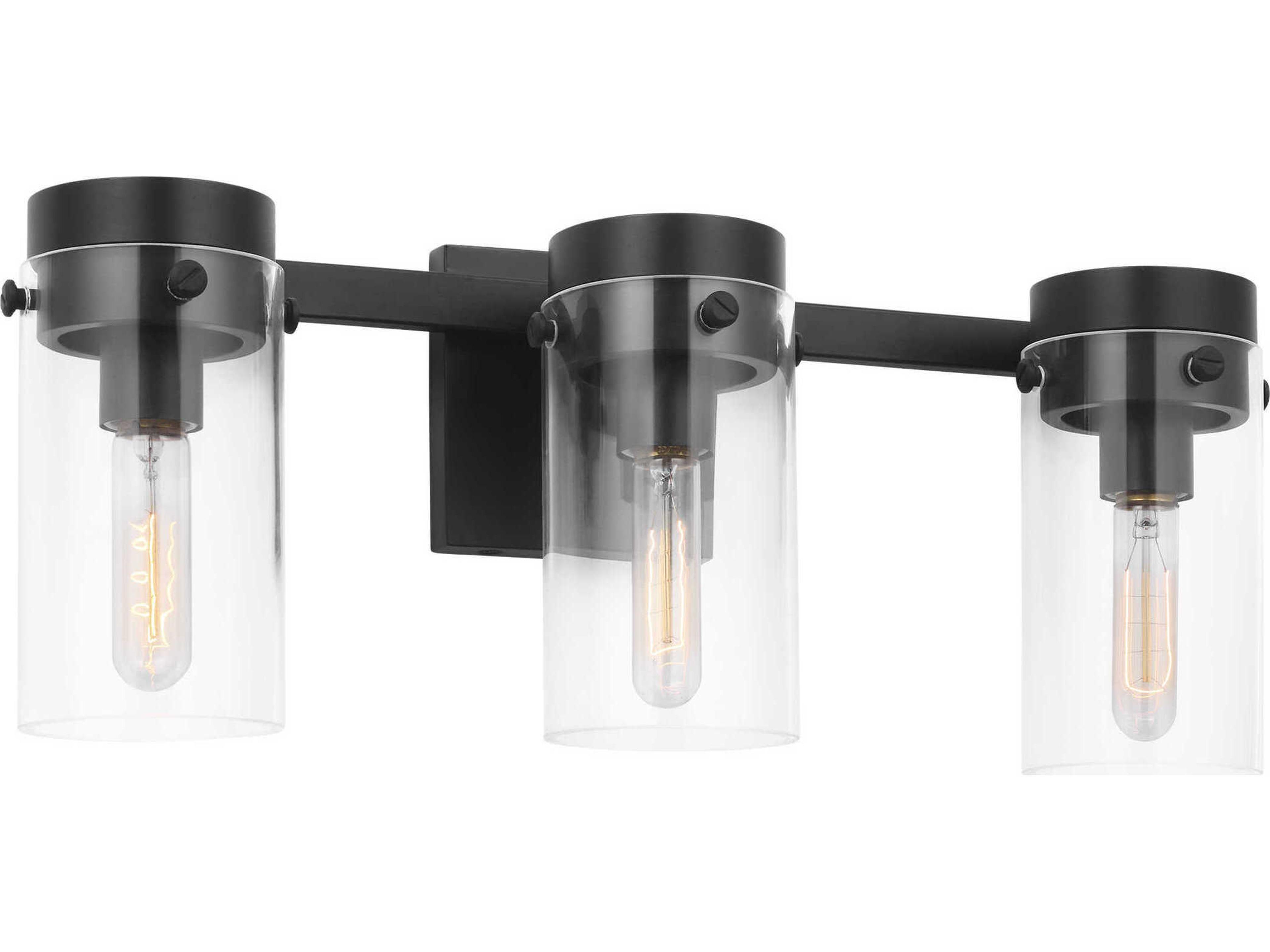 Garrett 3 Light Bath Vanity Light Aged Iron Clear Glass