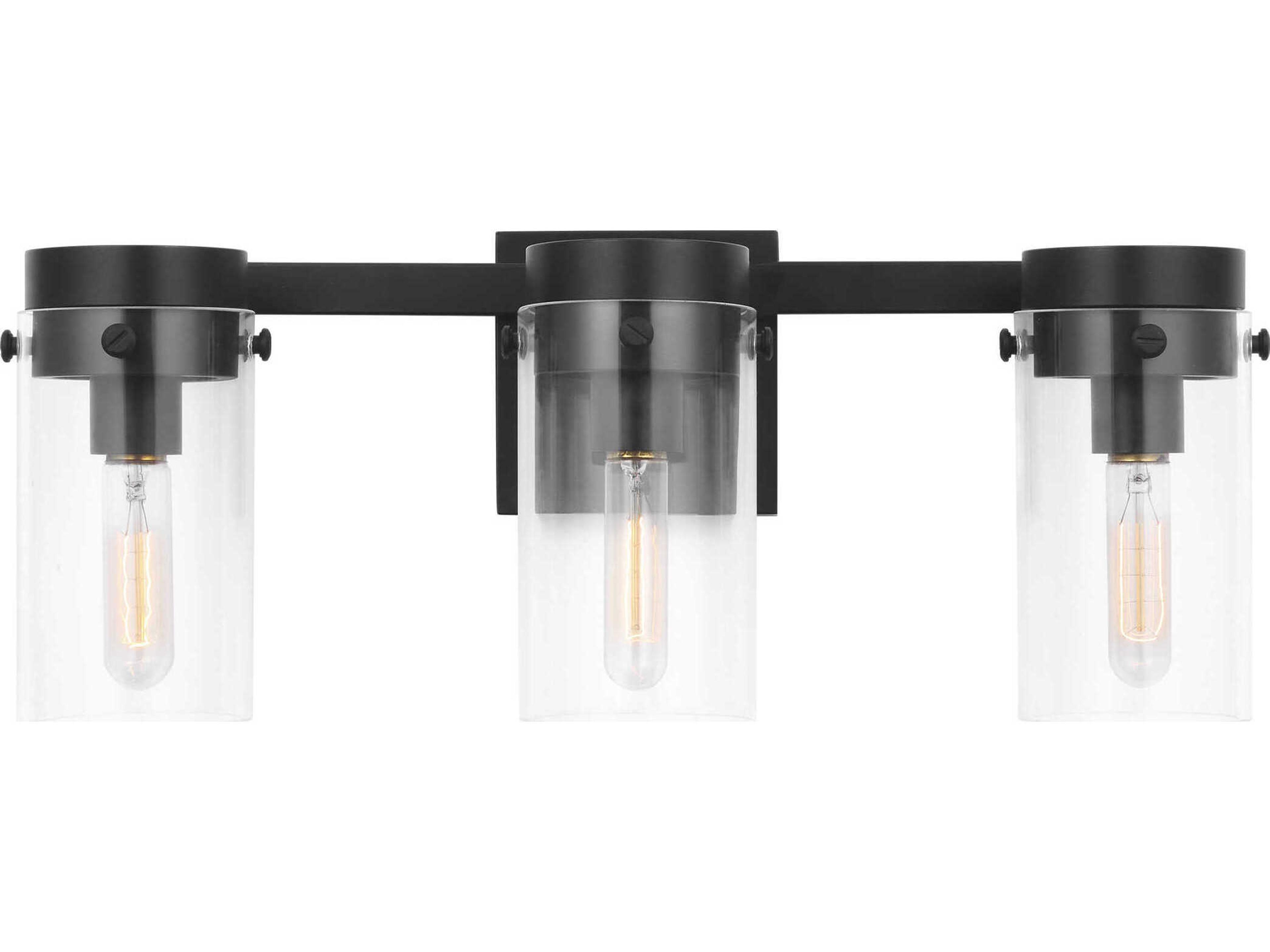 Visual Comfort Studio Garrett 3-Light Aged Iron Black Vanity Light