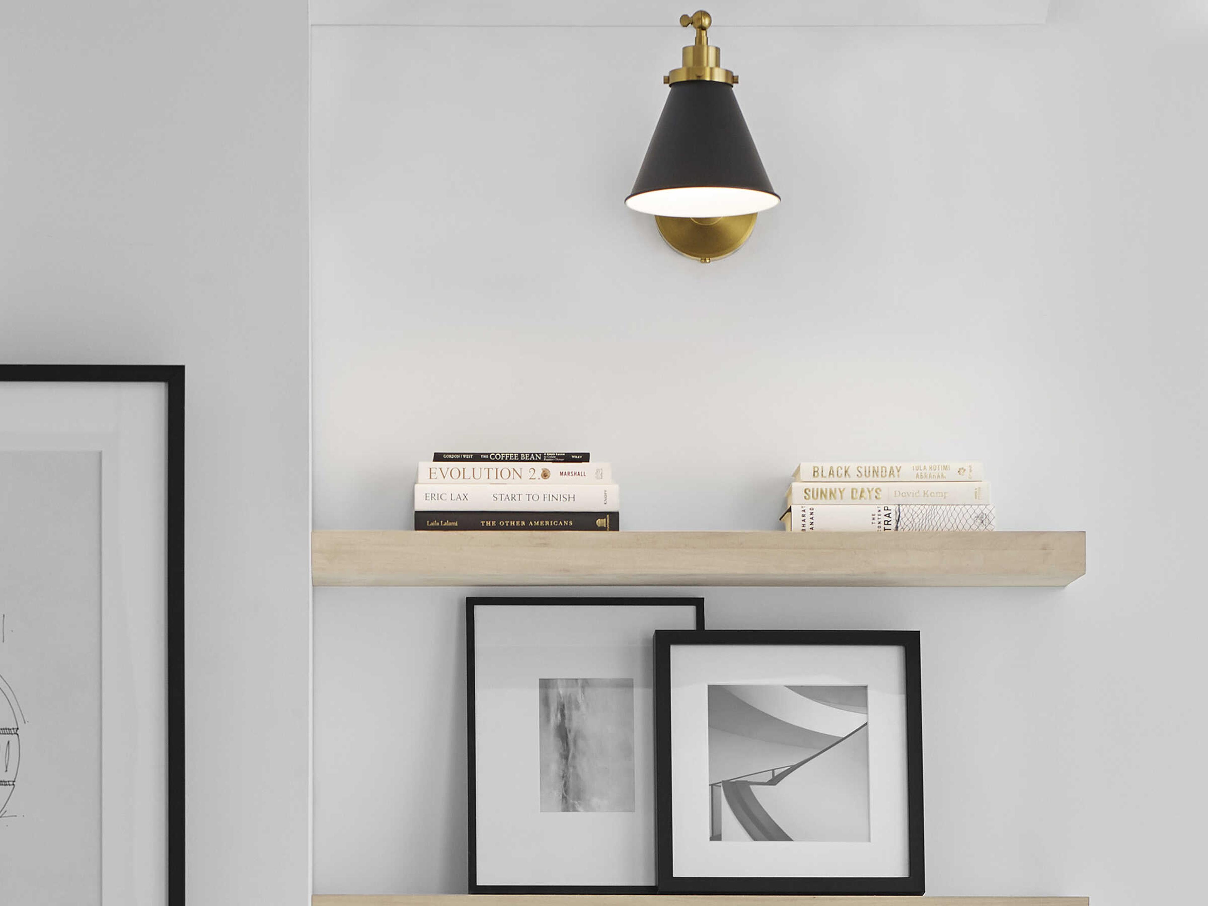 Visual Comfort Studio Wellfleet 1-Light Midnight Black Burnished Brass Swing Wall Sconce