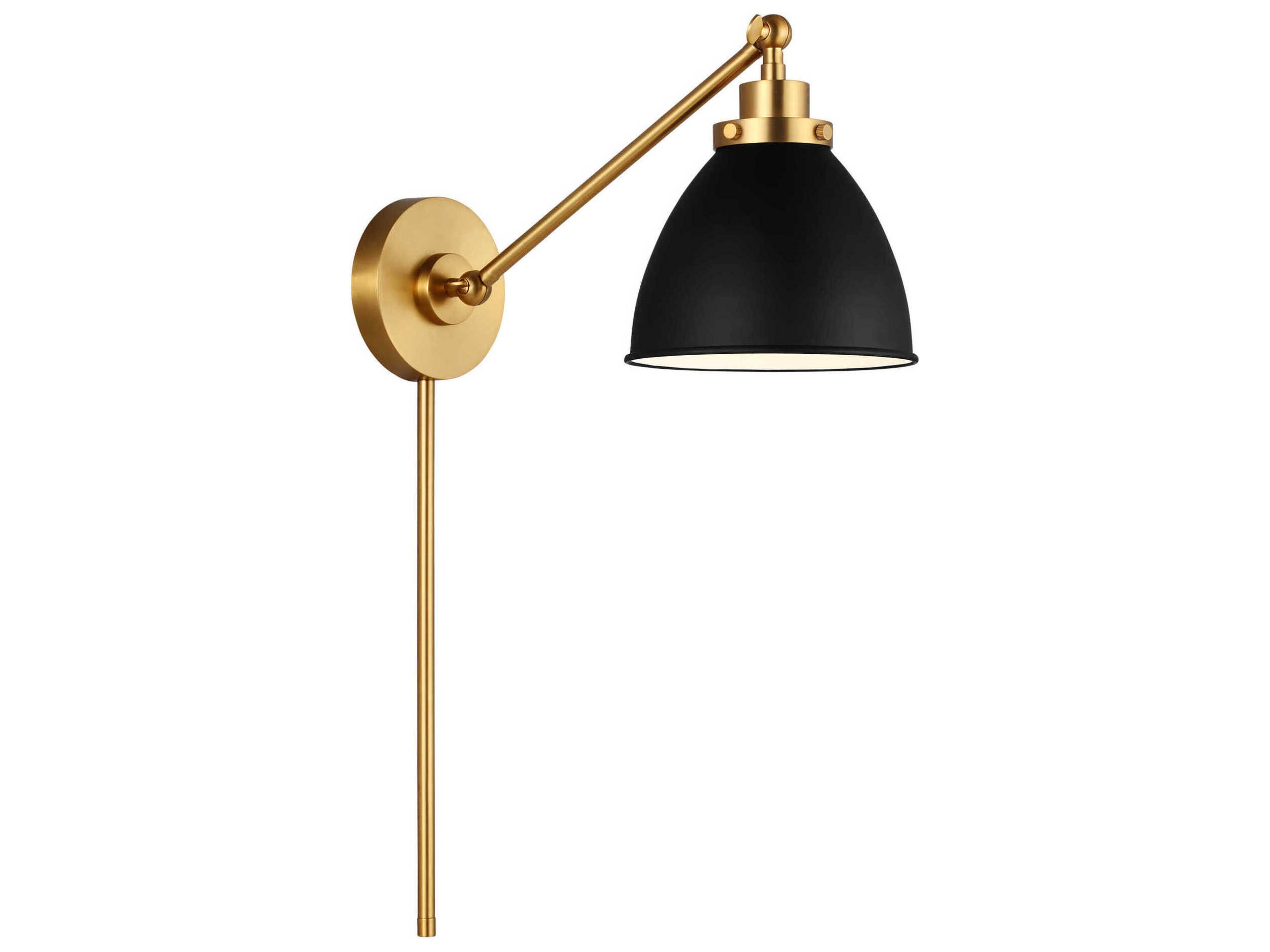 Visual Comfort Studio Wellfleet 1-Light Midnight Black Burnished Brass Swing Wall Sconce