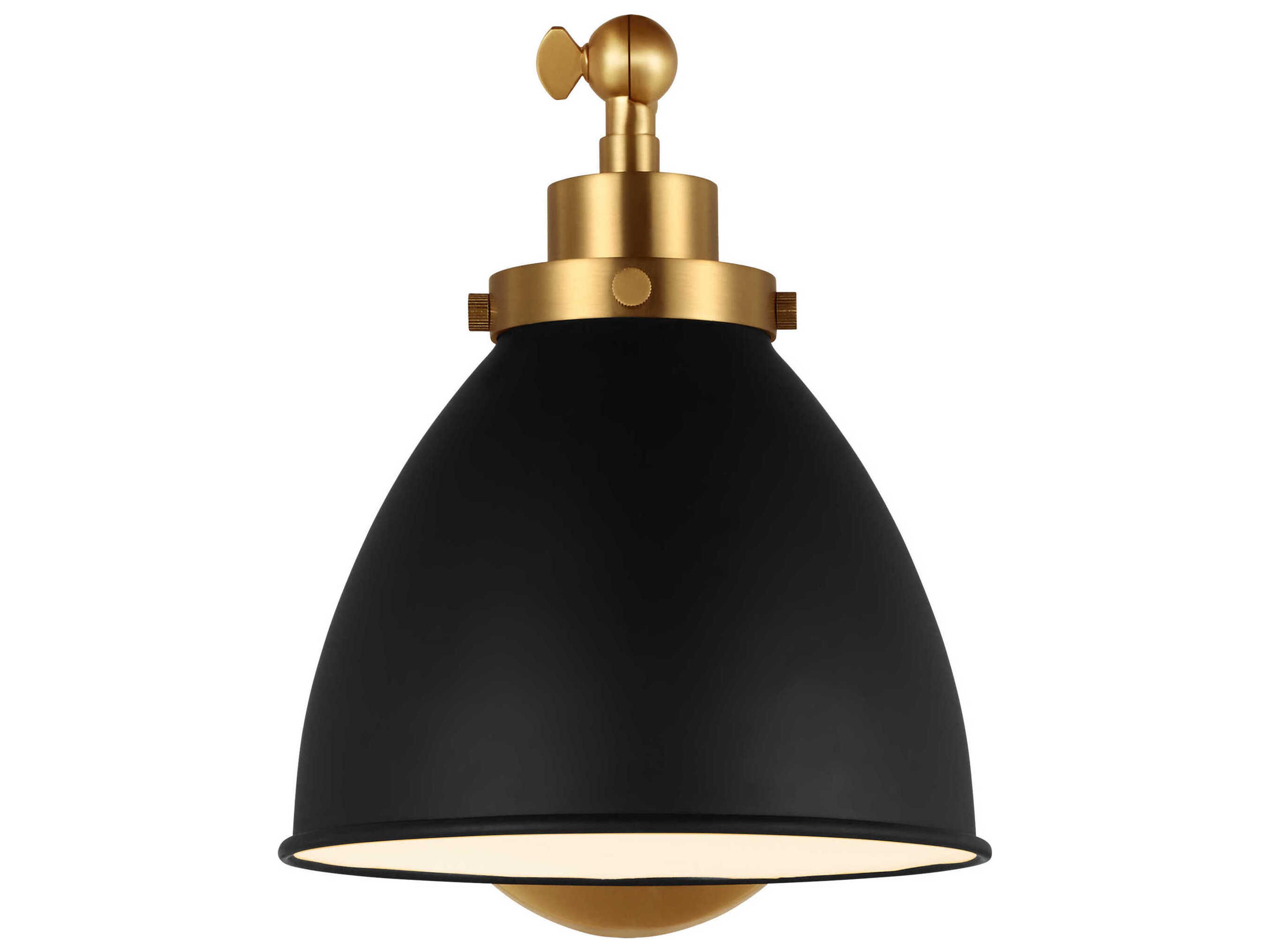 Visual Comfort Studio Wellfleet 1-Light Midnight Black Burnished Brass Swing Wall Sconce