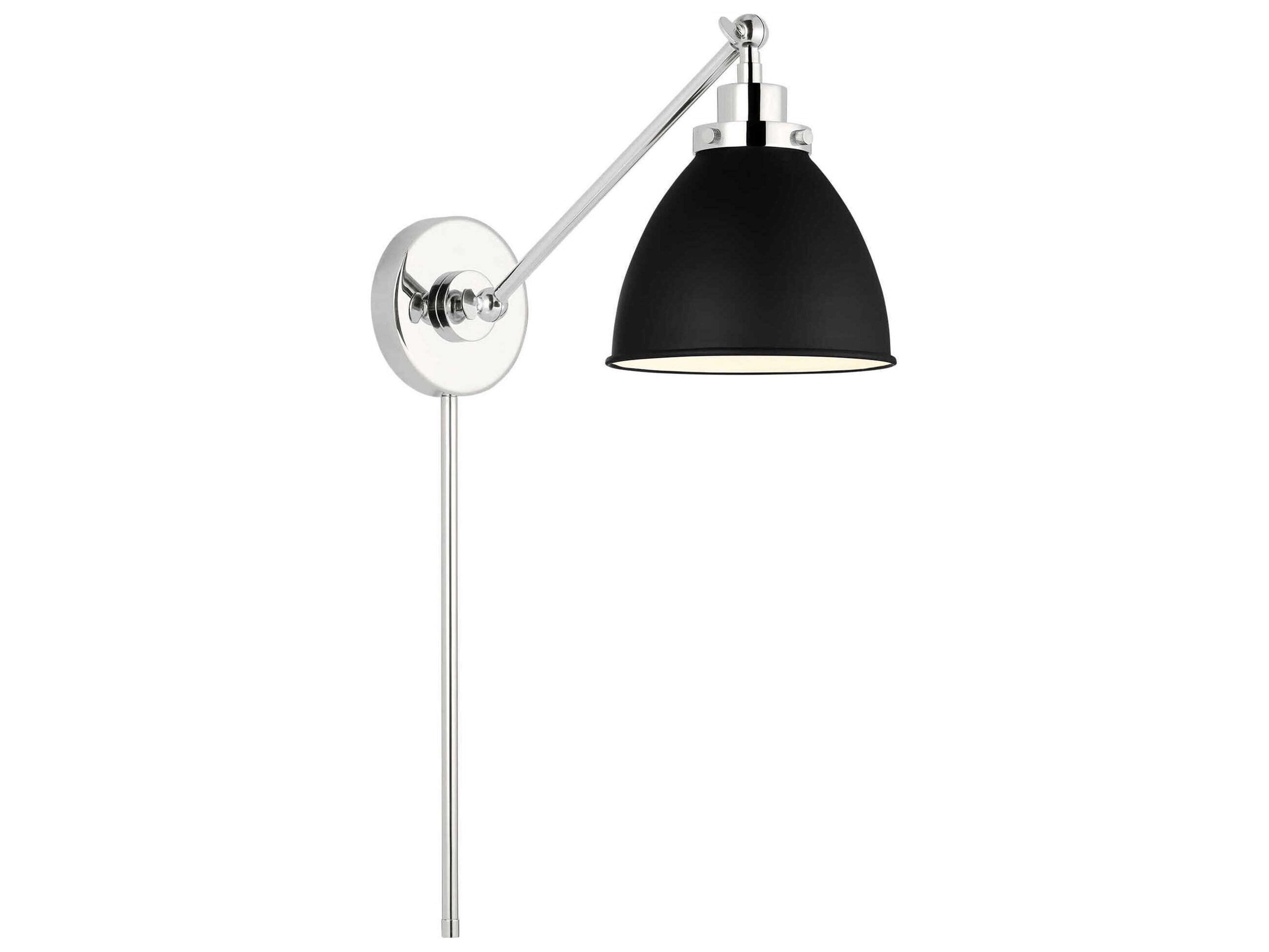 Visual Comfort Studio Wellfleet 1-Light Midnight Black Polished Nickel Swing Wall Sconce