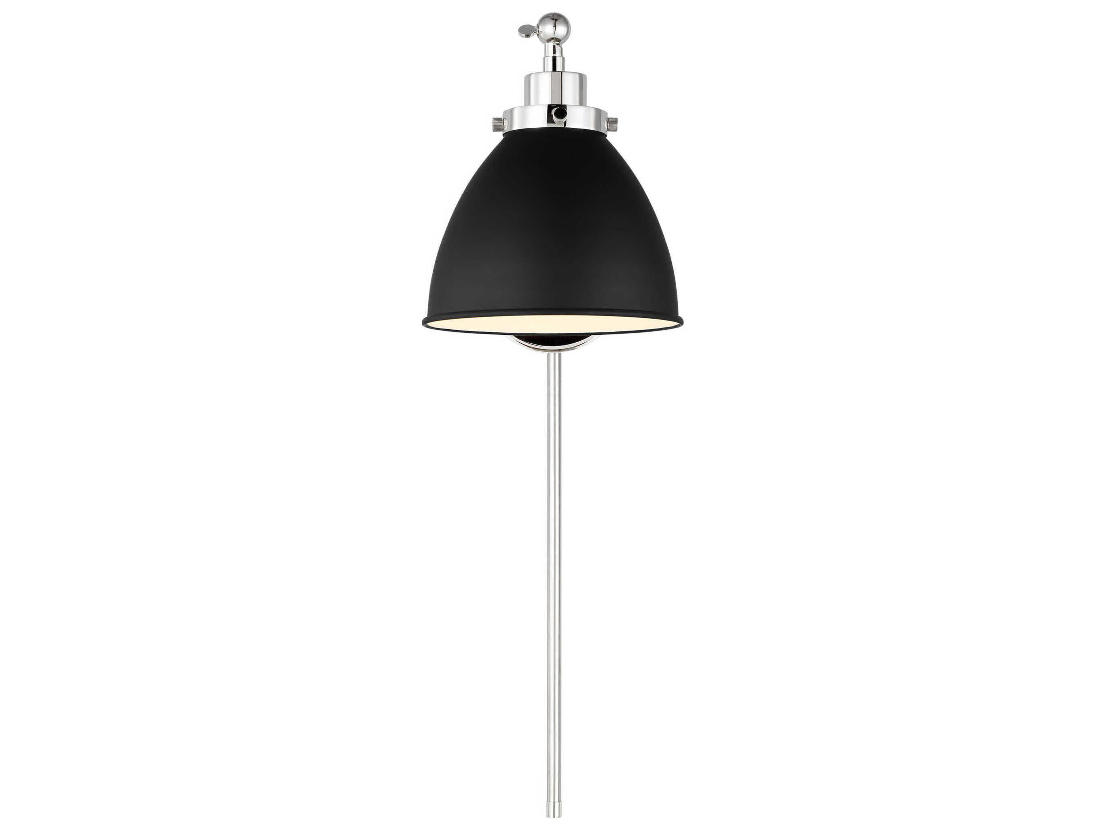 Visual Comfort Studio Wellfleet 1-Light Midnight Black Polished Nickel Swing Wall Sconce
