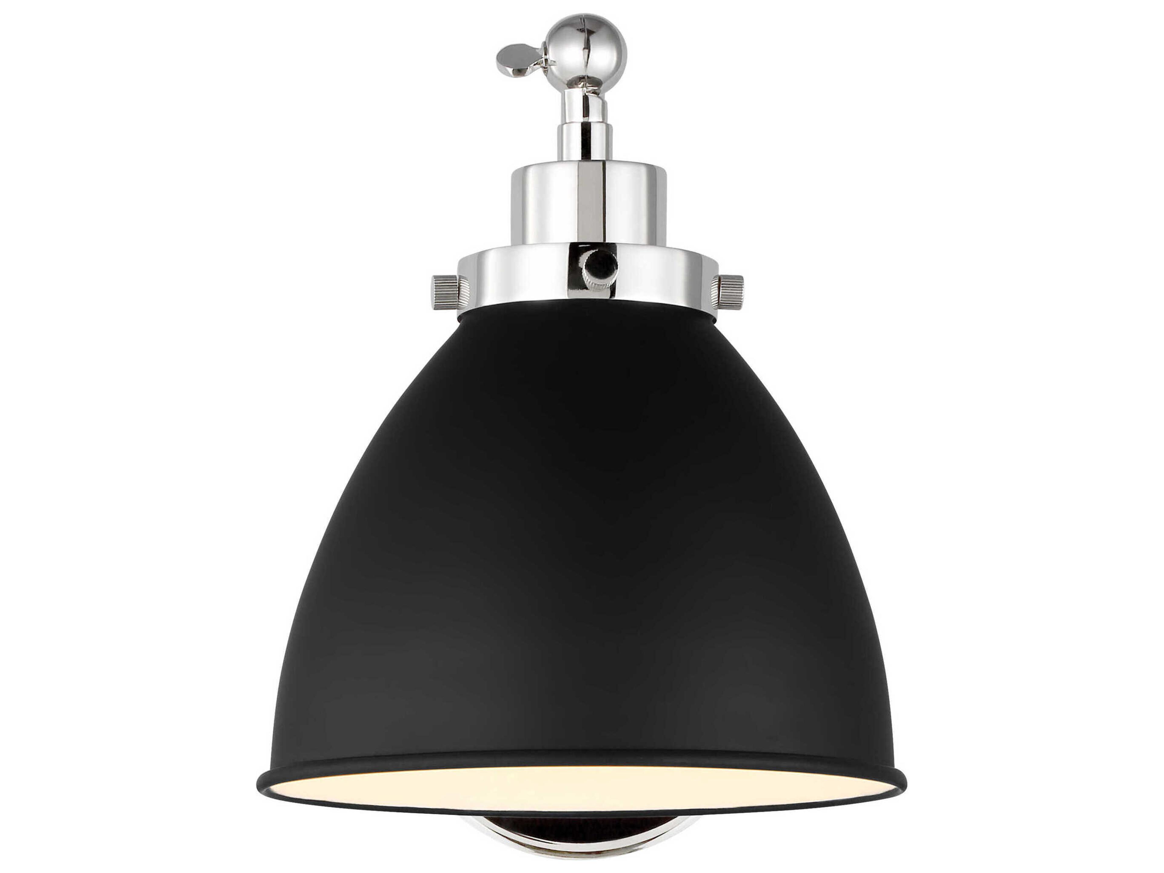 Visual Comfort Studio Wellfleet 1-Light Midnight Black Polished Nickel Swing Wall Sconce