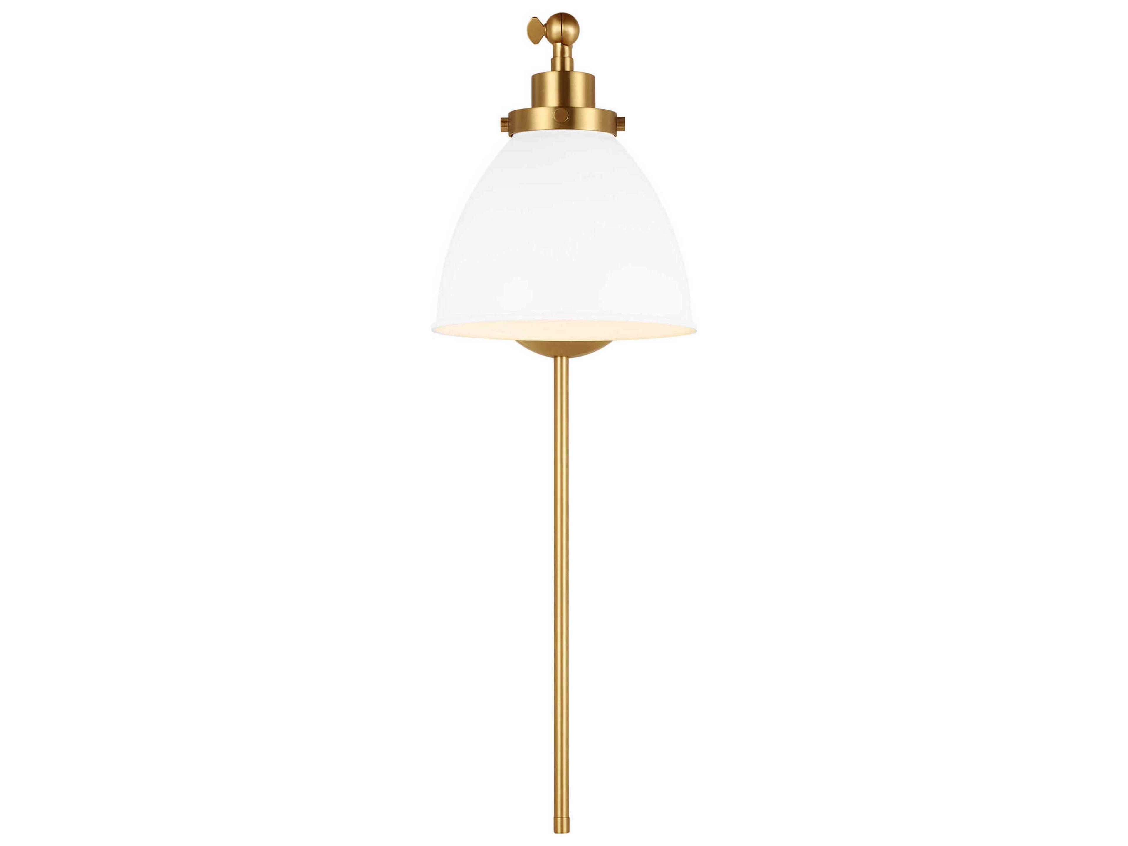 Visual Comfort Studio Wellfleet 1-Light Matte White Burnished Brass Swing Wall Sconce