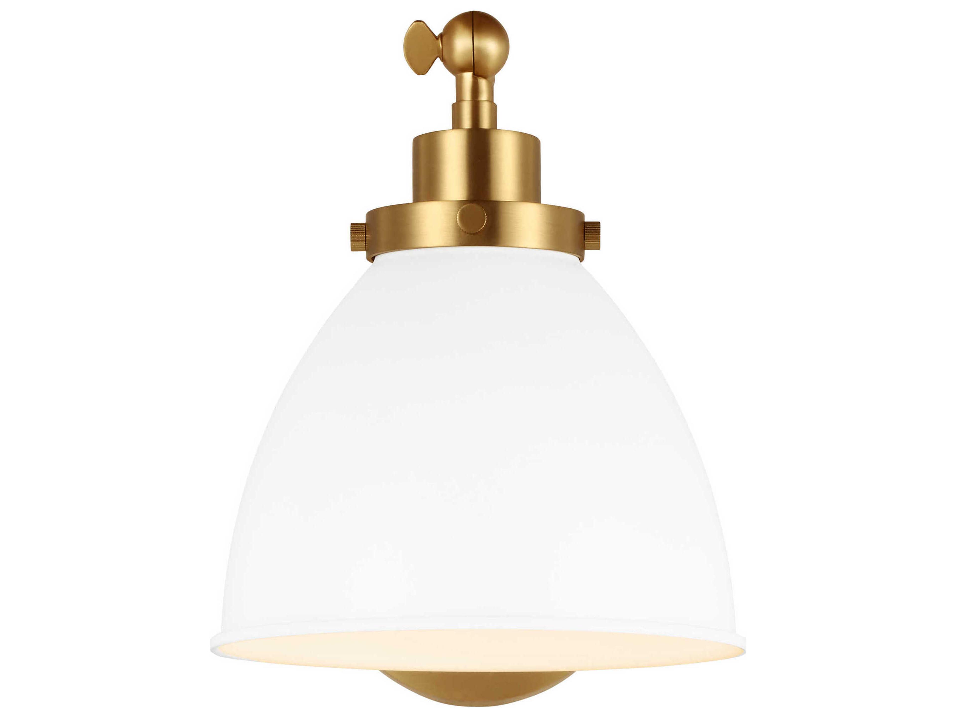 Visual Comfort Studio Wellfleet 1-Light Matte White Burnished Brass Swing Wall Sconce