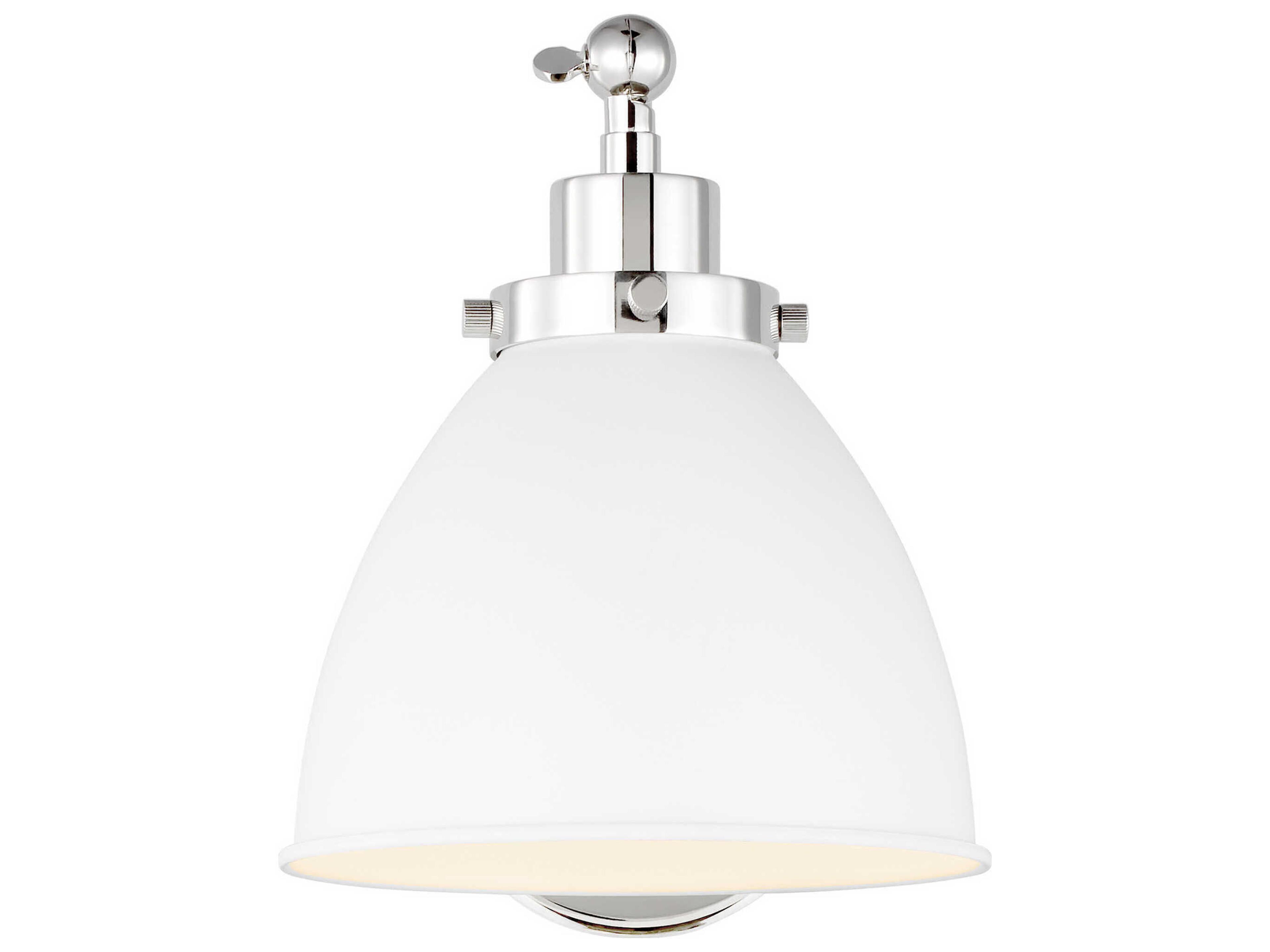 Visual Comfort Studio Wellfleet 1-Light Matte White Polished Nickel Swing Wall Sconce