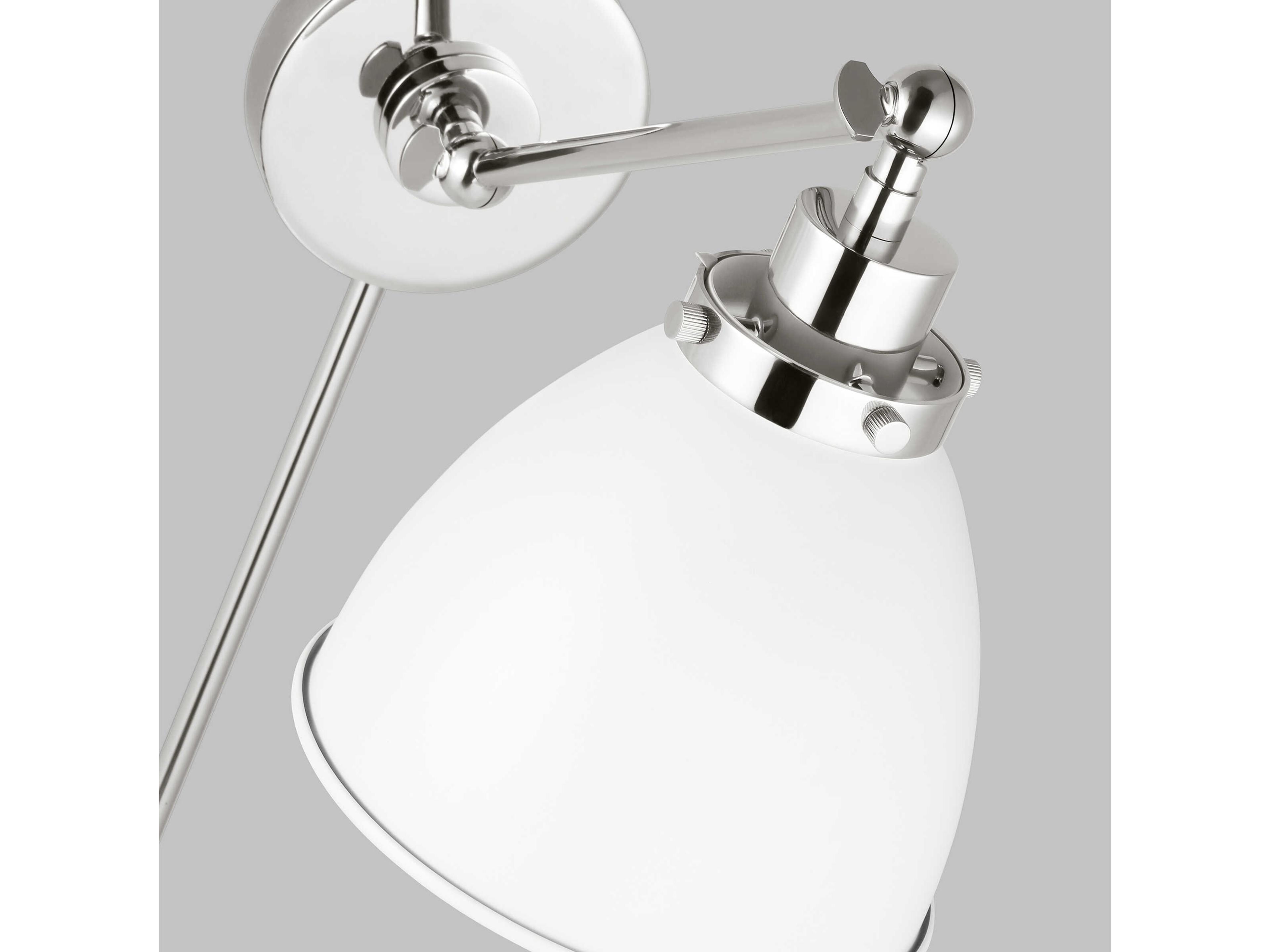 Visual Comfort Studio Wellfleet 1-Light Matte White Polished Nickel Swing Wall Sconce
