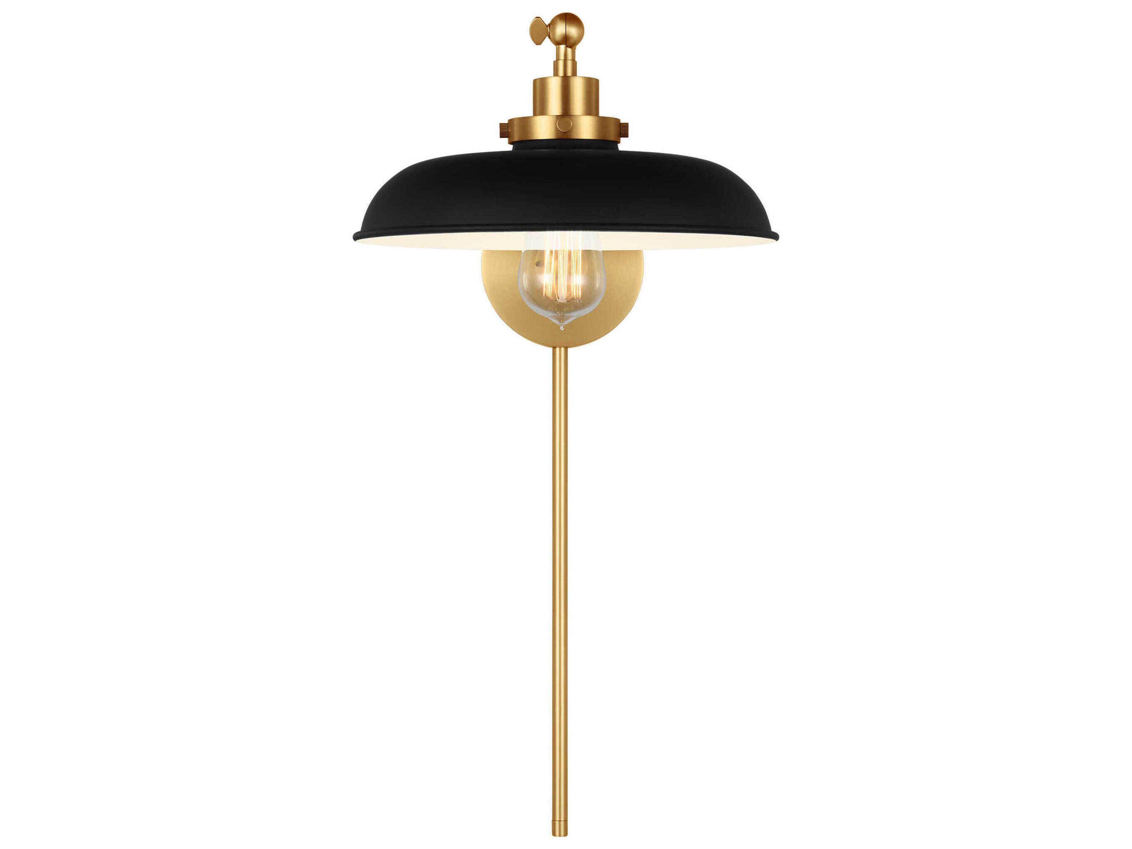 Visual Comfort Studio Wellfleet 1-Light Midnight Black Burnished Brass Swing Wall Sconce