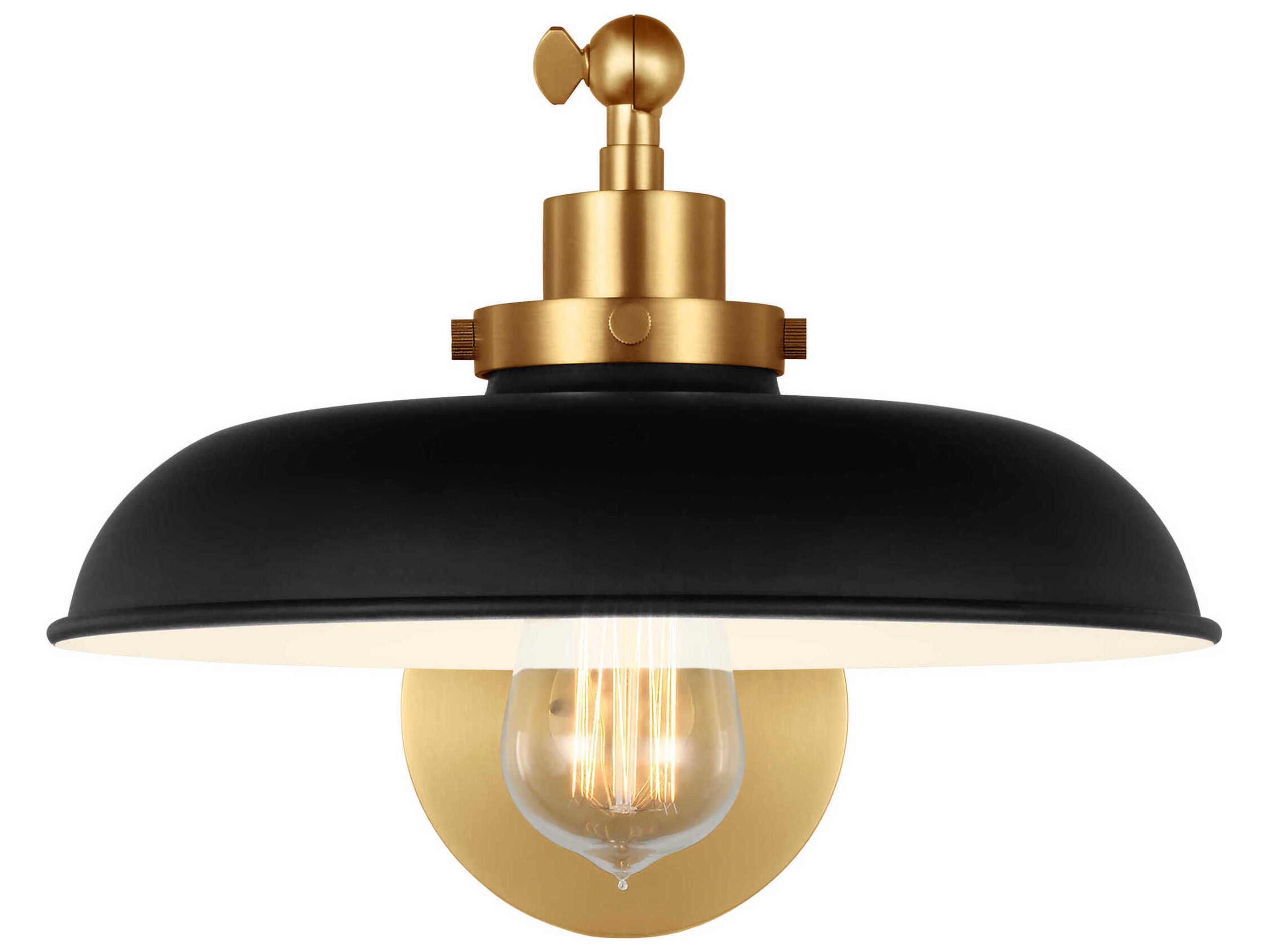 Visual Comfort Studio Wellfleet 1-Light Midnight Black Burnished Brass Swing Wall Sconce
