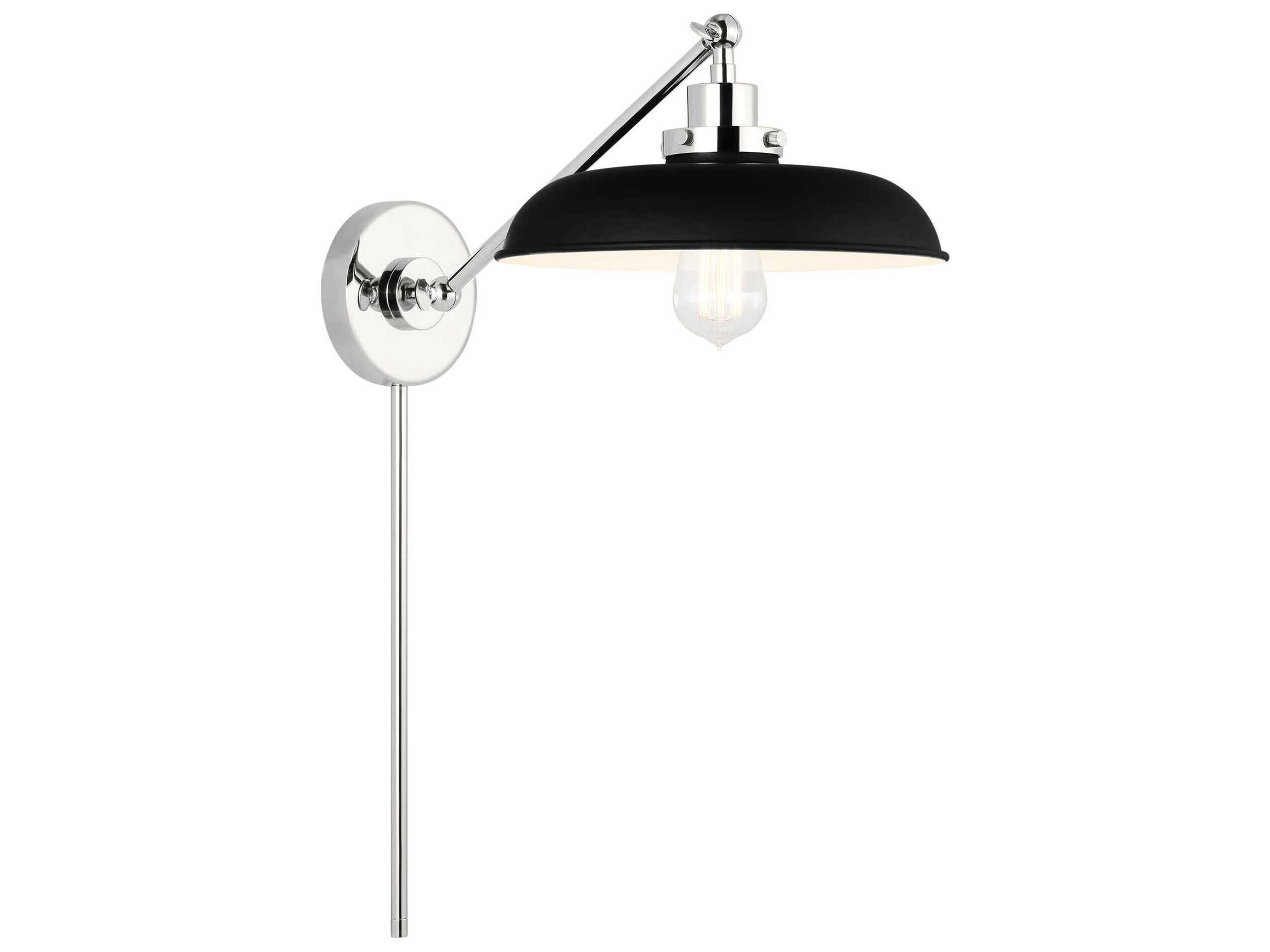 Visual Comfort Studio Wellfleet 1-Light Midnight Black Polished Nickel Swing Wall Sconce