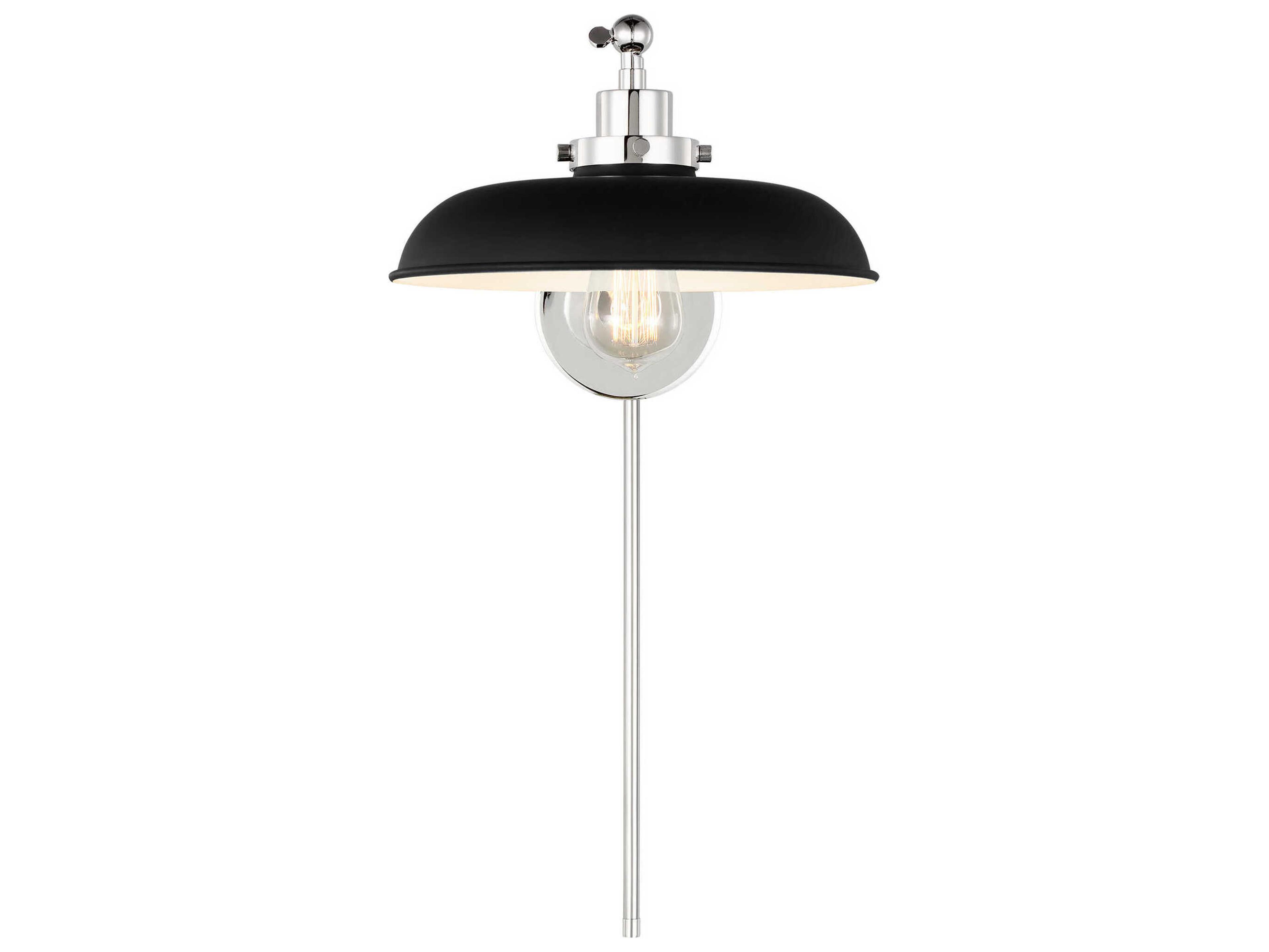 Visual Comfort Studio Wellfleet 1-Light Midnight Black Polished Nickel Swing Wall Sconce