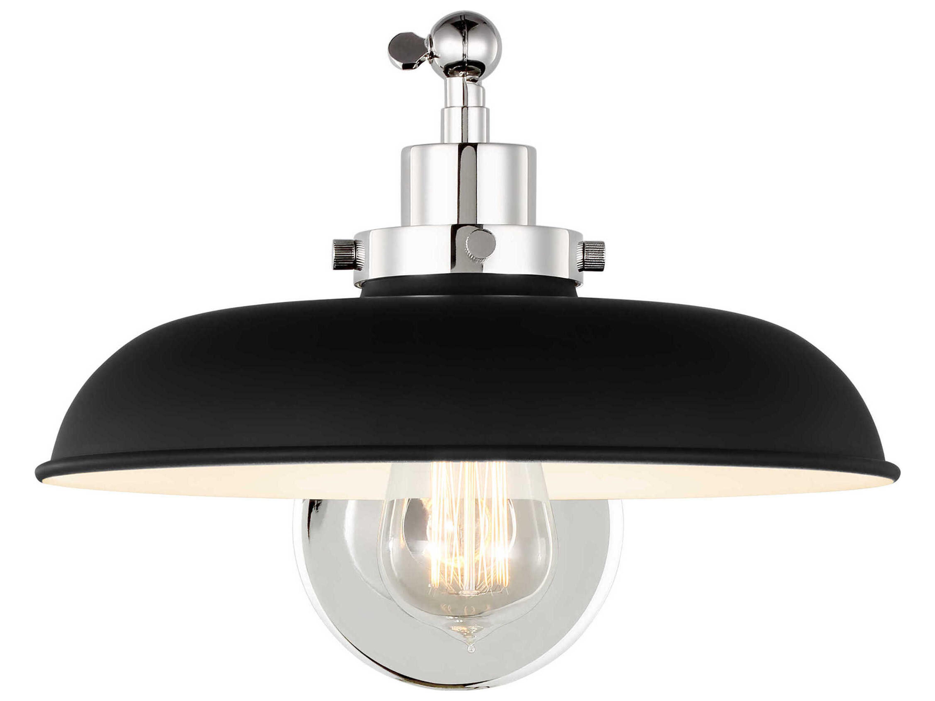 Visual Comfort Studio Wellfleet 1-Light Midnight Black Polished Nickel Swing Wall Sconce