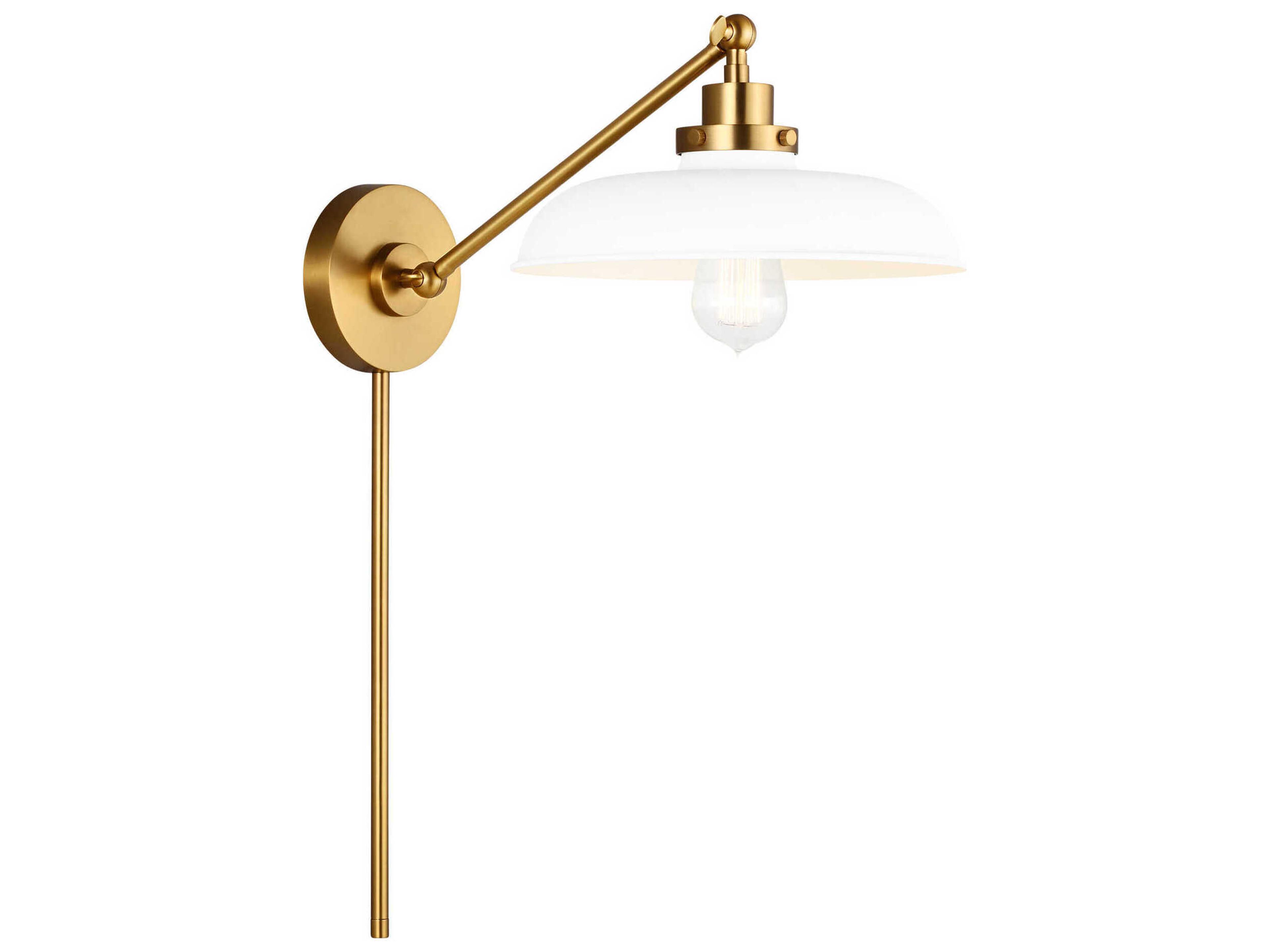 Visual Comfort Studio Wellfleet 1-Light Matte White Burnished Brass Swing Wall Sconce